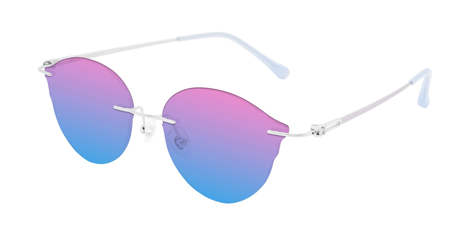 Angle of Barlow in Silver/Blue/Purple with Pink / Blue Gradient Lenses
