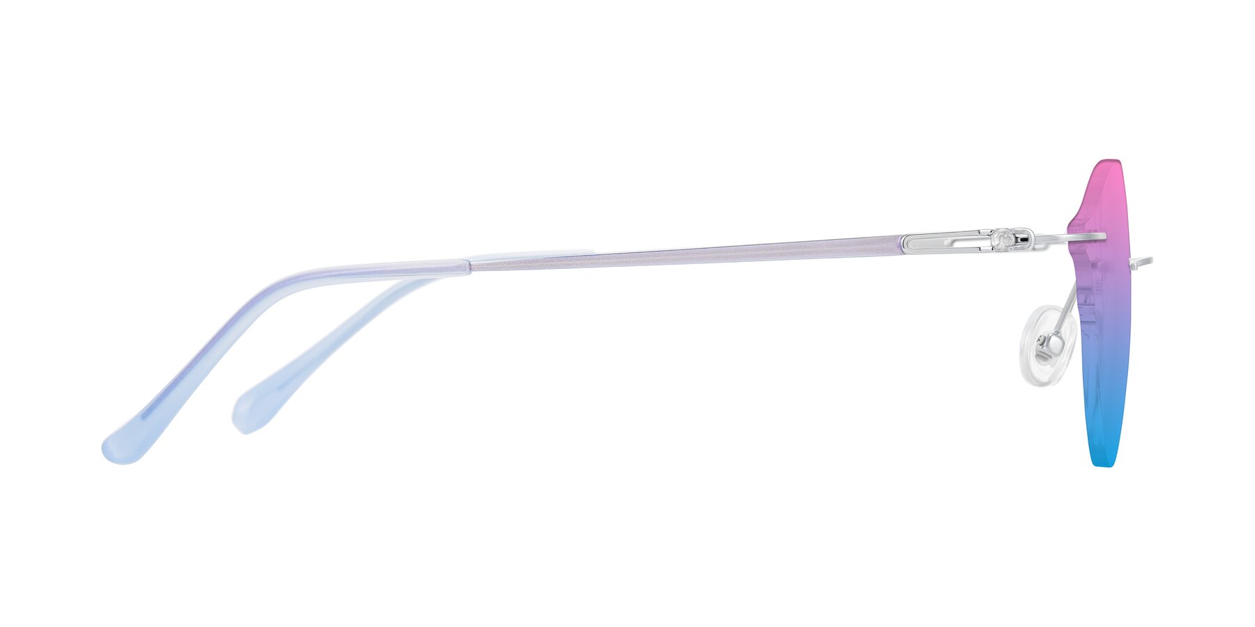 Side of Barlow in Silver/Blue/Purple with Pink / Blue Gradient Lenses