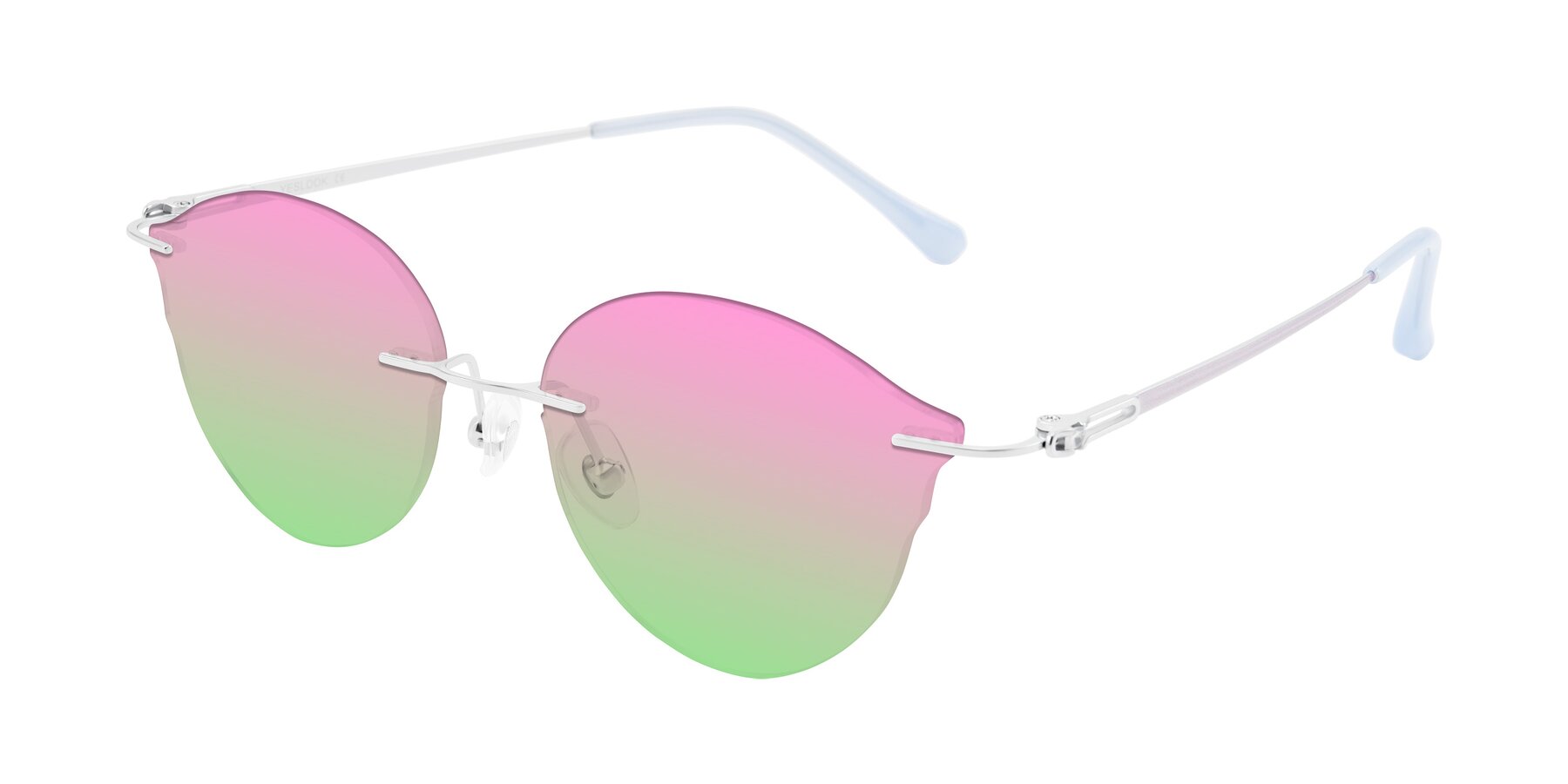 Angle of Barlow in Silver/Blue/Purple with Pink / Green Gradient Lenses