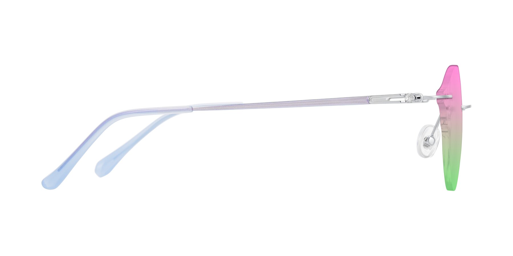 Side of Barlow in Silver/Blue/Purple with Pink / Green Gradient Lenses