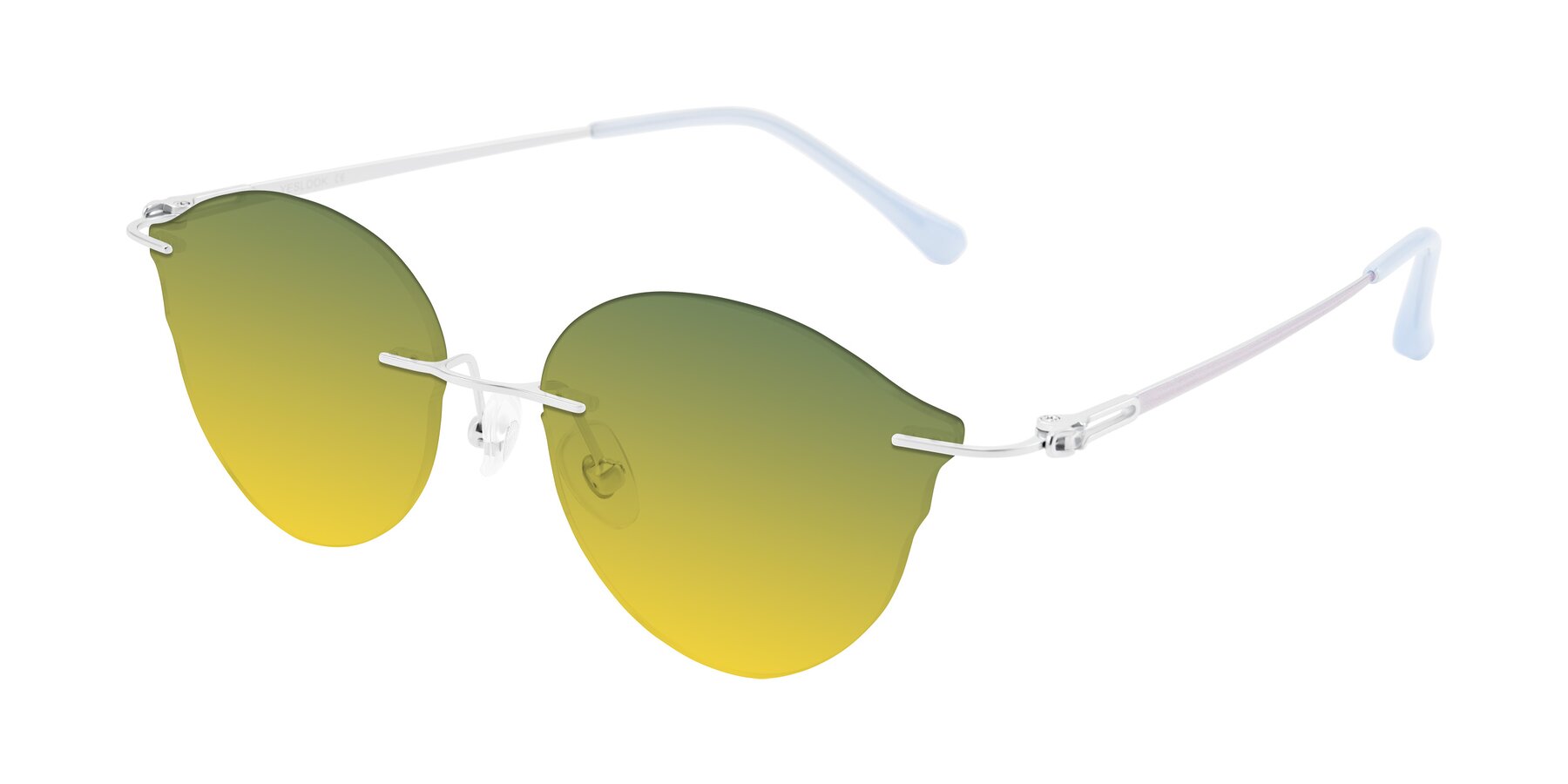 Angle of Barlow in Silver/Blue/Purple with Green / Yellow Gradient Lenses