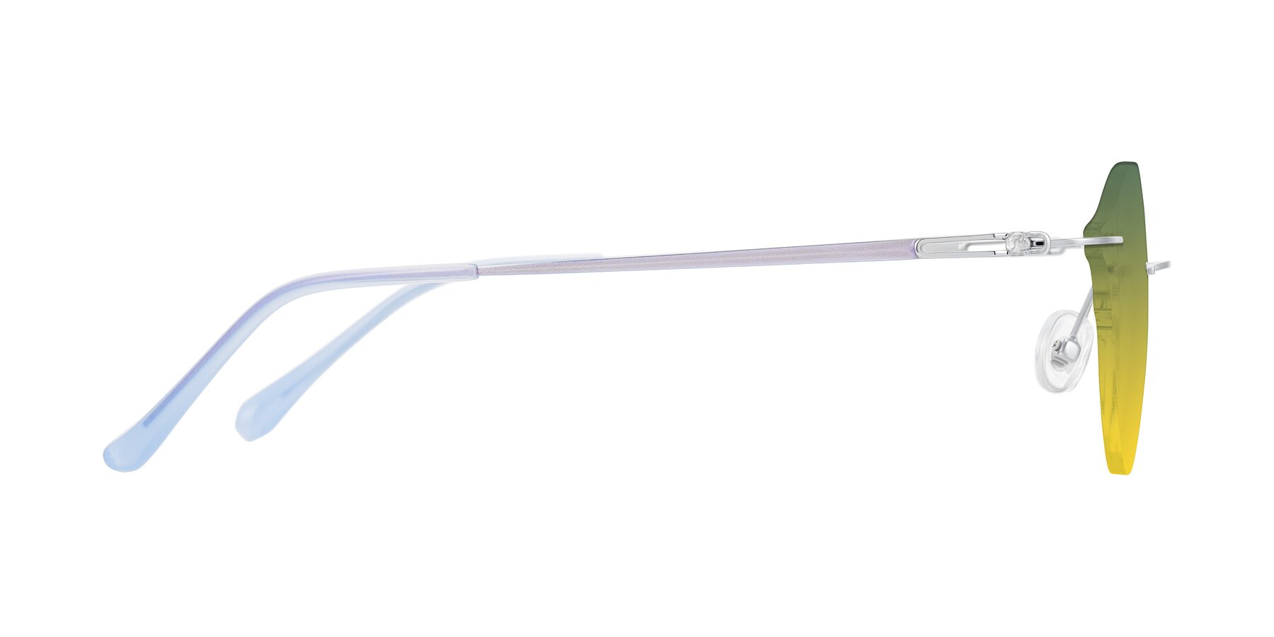 Side of Barlow in Silver/Blue/Purple with Green / Yellow Gradient Lenses