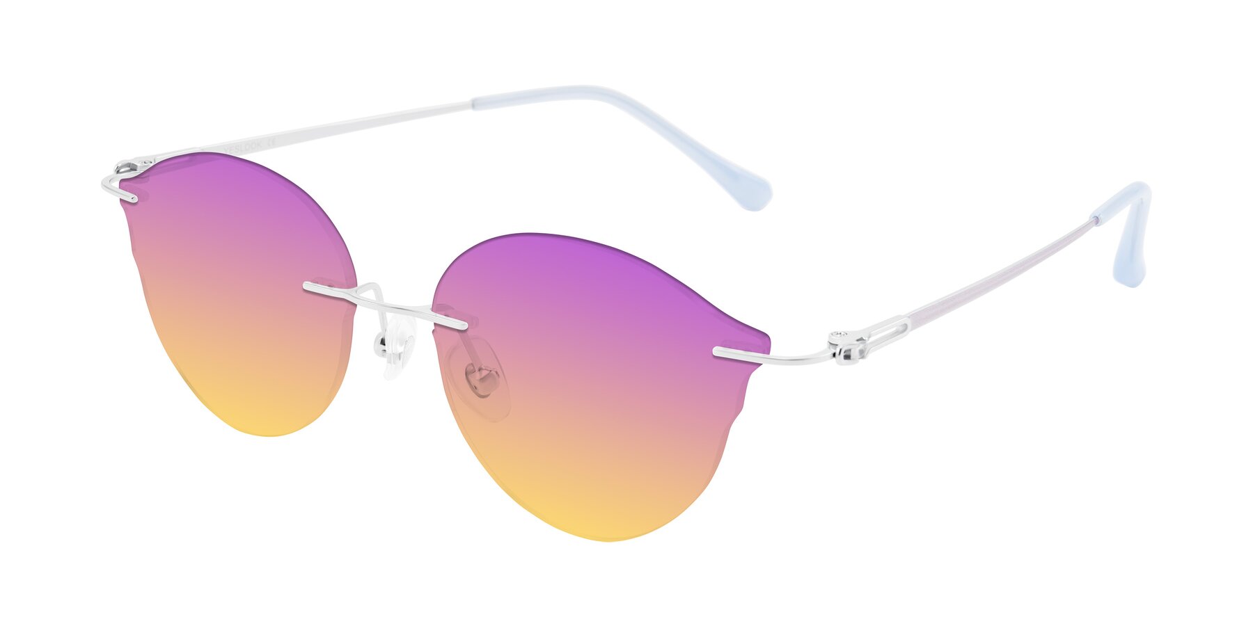 Angle of Barlow in Silver/Blue/Purple with Purple / Yellow Gradient Lenses