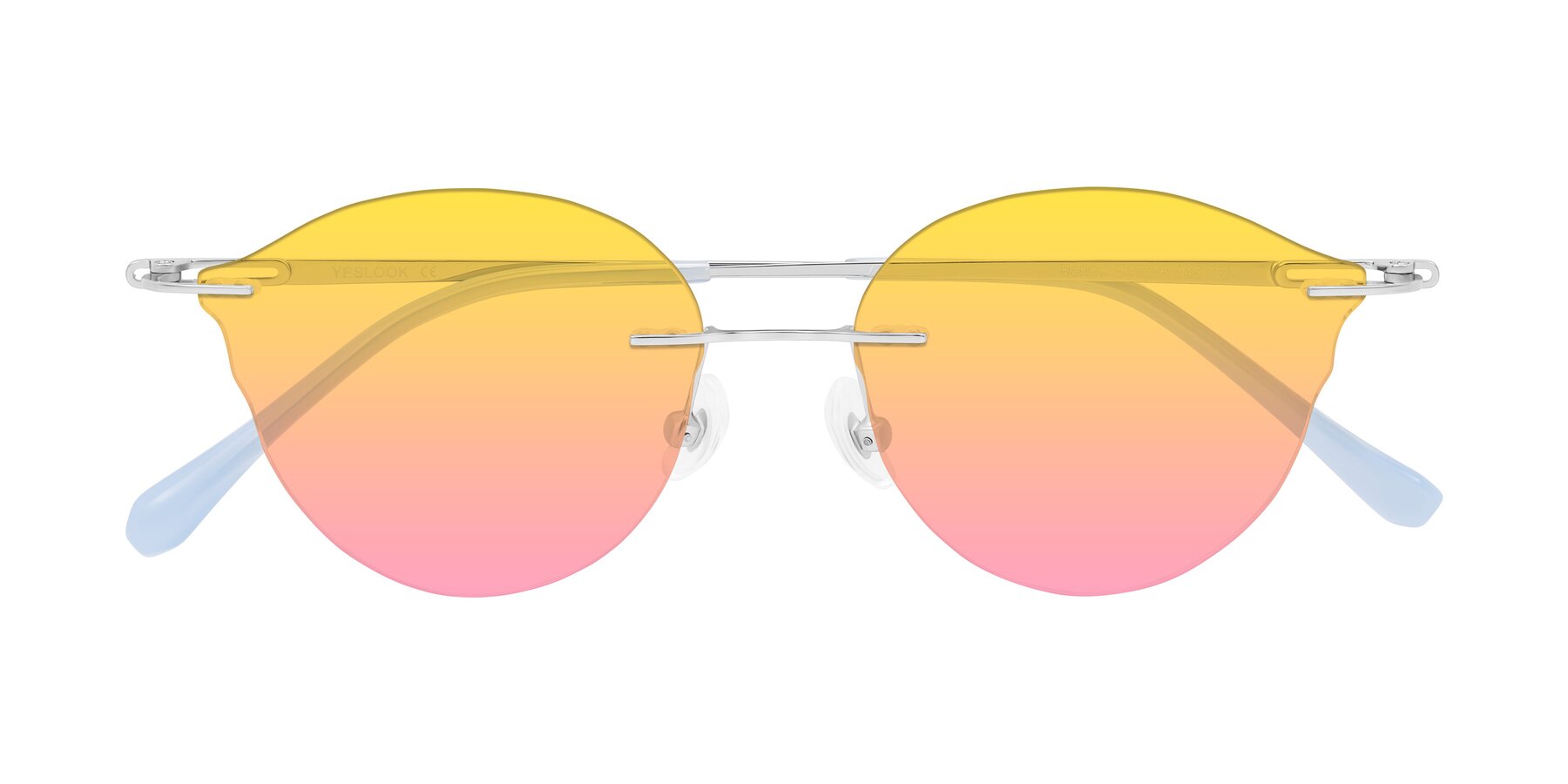 Folded Front of Barlow in Silver/Blue/Purple with Yellow / Pink Gradient Lenses