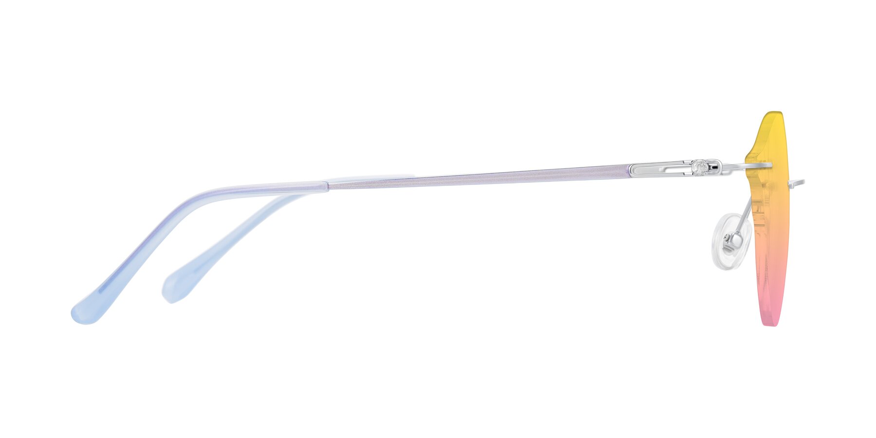 Side of Barlow in Silver/Blue/Purple with Yellow / Pink Gradient Lenses