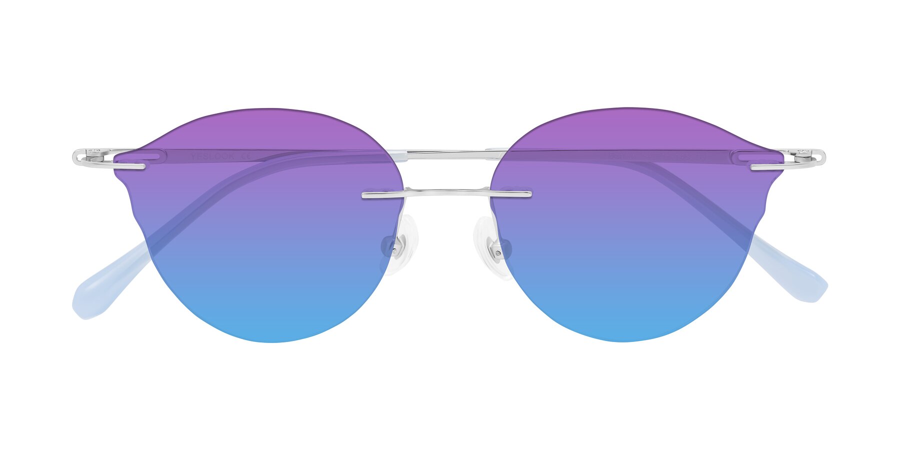 Folded Front of Barlow in Silver/Blue/Purple with Purple / Blue Gradient Lenses
