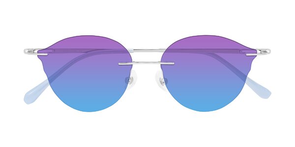 Front of Barlow in Silver/Blue/Purple