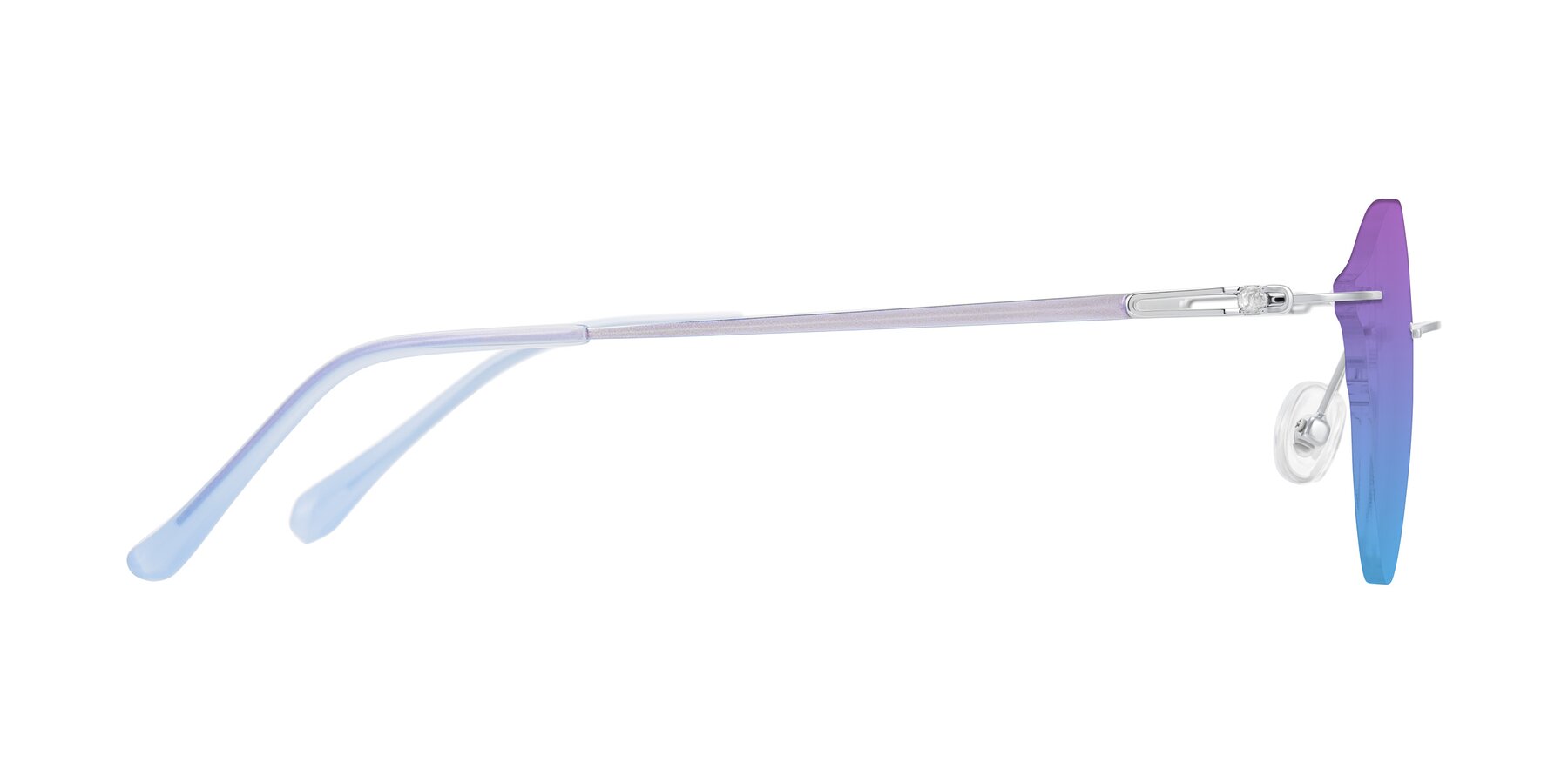 Side of Barlow in Silver/Blue/Purple with Purple / Blue Gradient Lenses