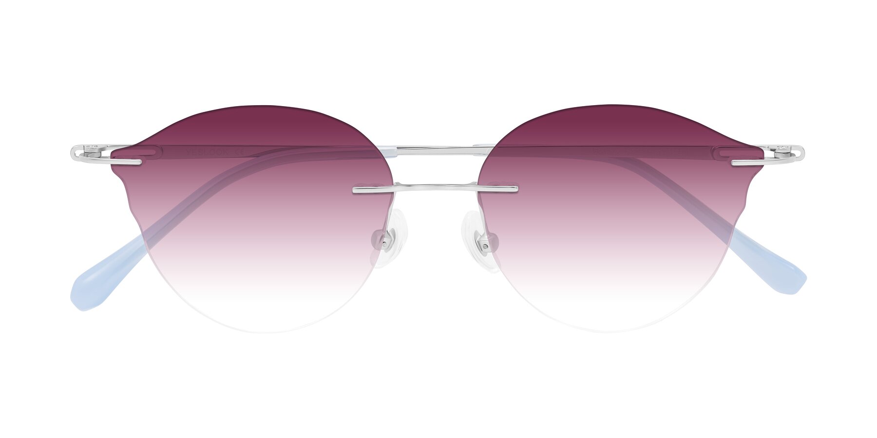 Folded Front of Barlow in Silver/Blue/Purple with Wine Gradient Lenses