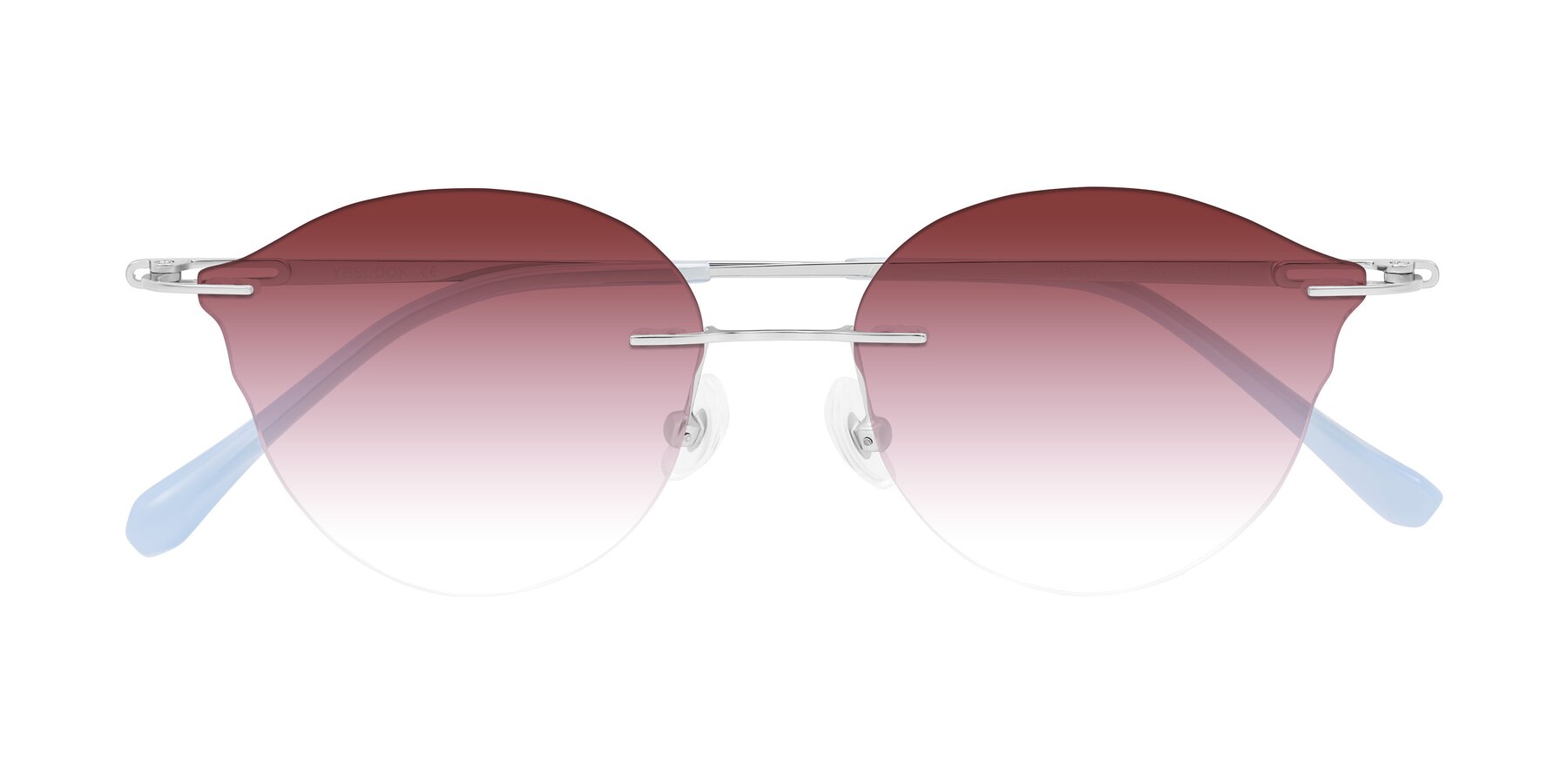 Folded Front of Barlow in Silver/Blue/Purple with Garnet Gradient Lenses