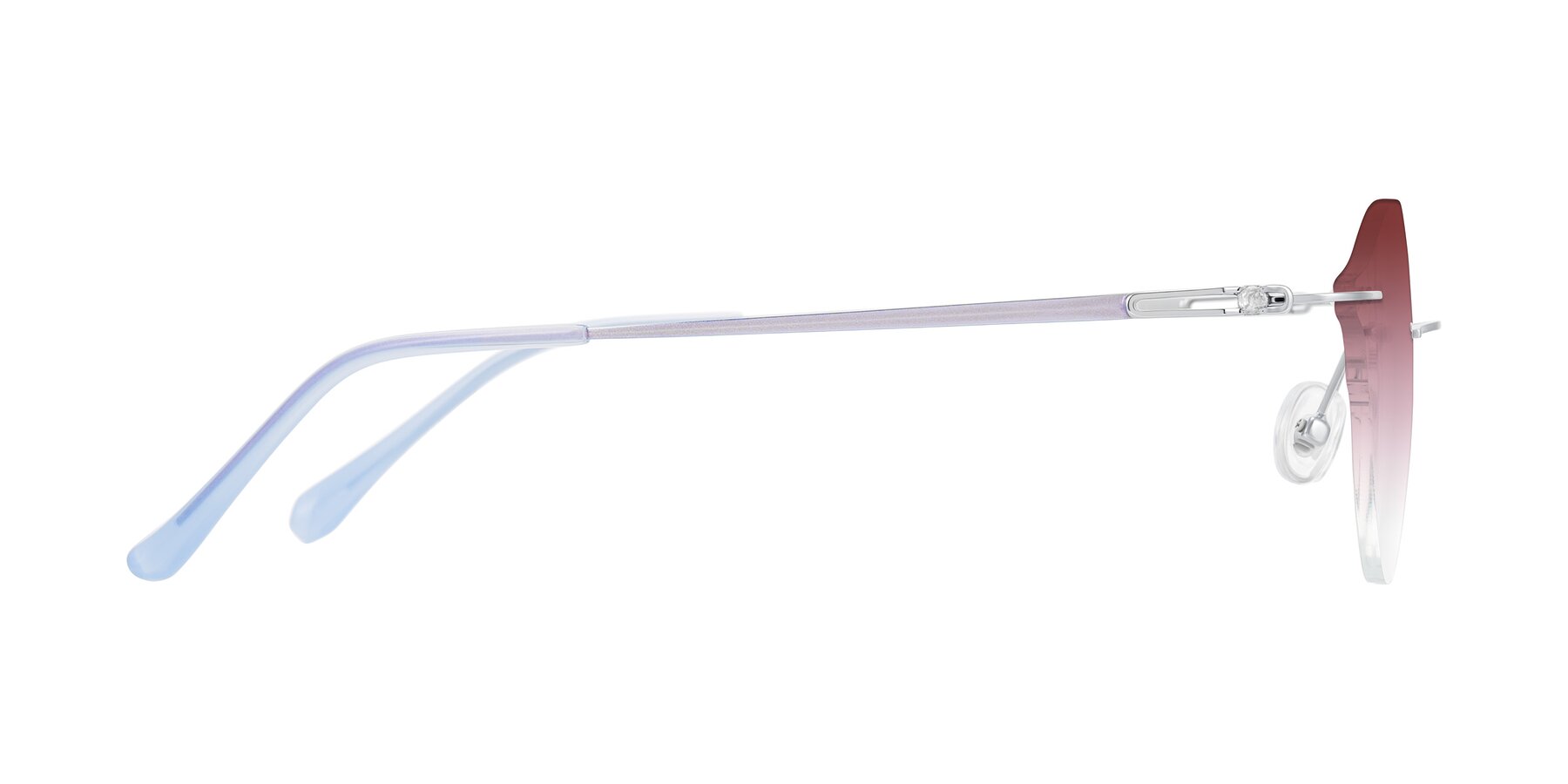 Side of Barlow in Silver/Blue/Purple with Garnet Gradient Lenses