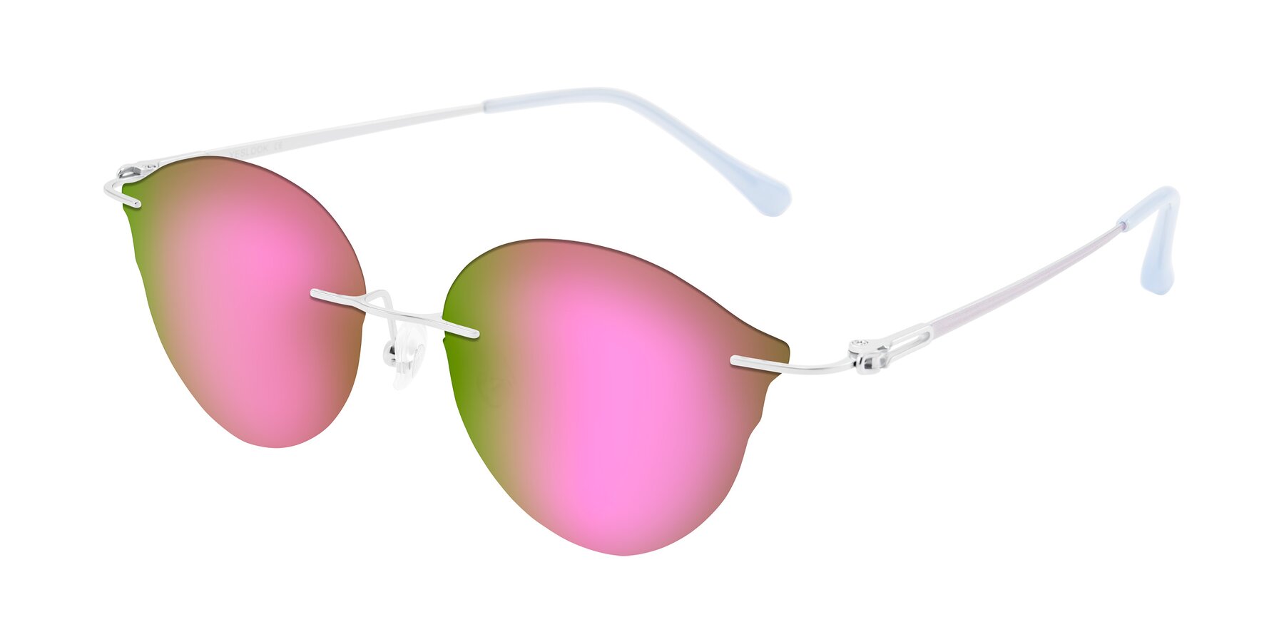 Angle of Barlow in Silver/Blue/Purple with Pink Mirrored Lenses
