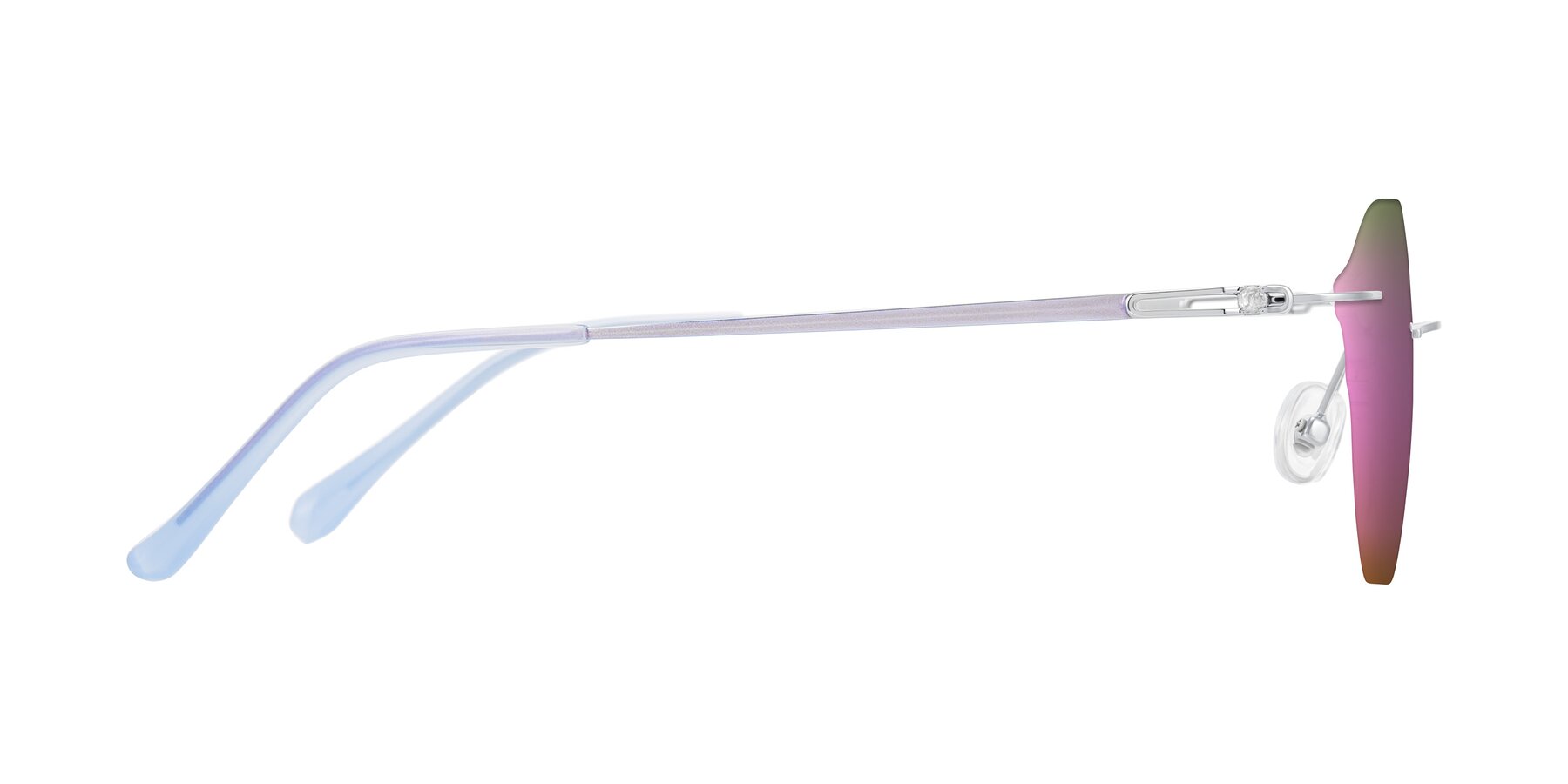 Side of Barlow in Silver/Blue/Purple with Pink Mirrored Lenses