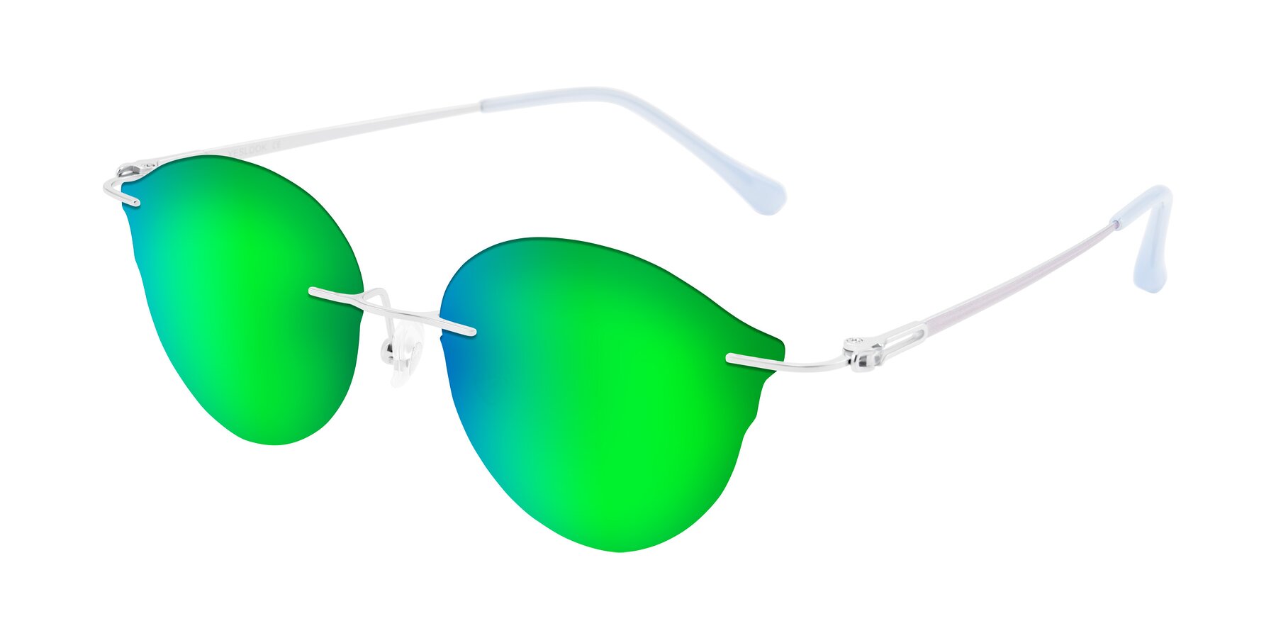 Angle of Barlow in Silver/Blue/Purple with Green Mirrored Lenses