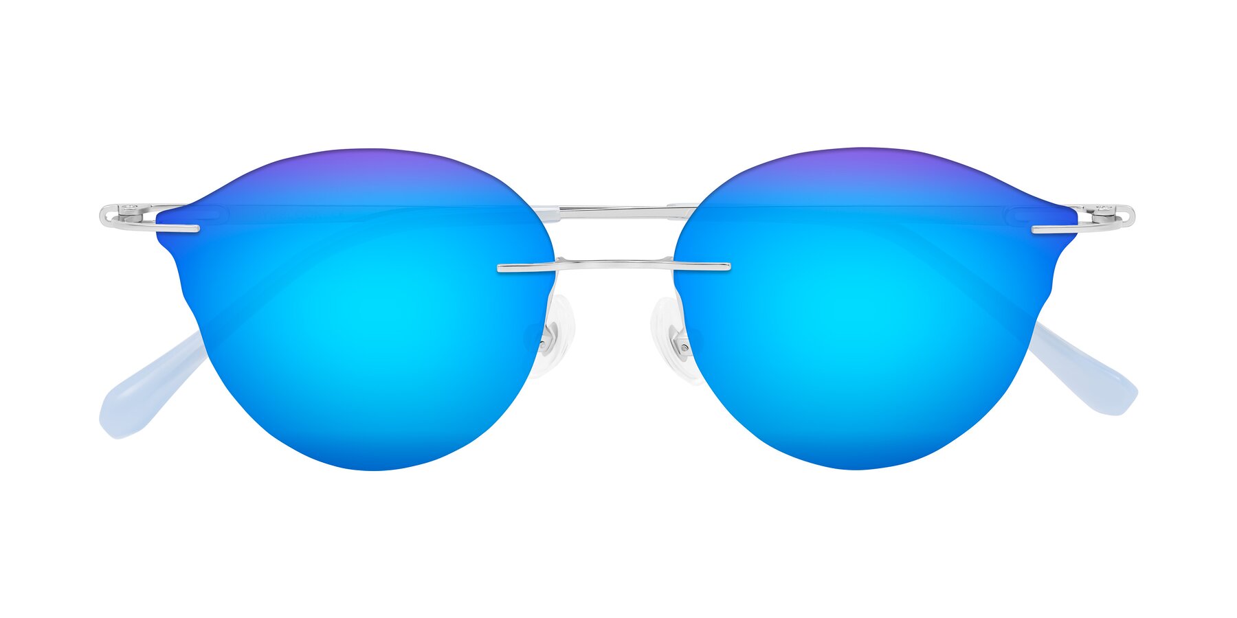 Folded Front of Barlow in Silver/Blue/Purple with Blue Mirrored Lenses