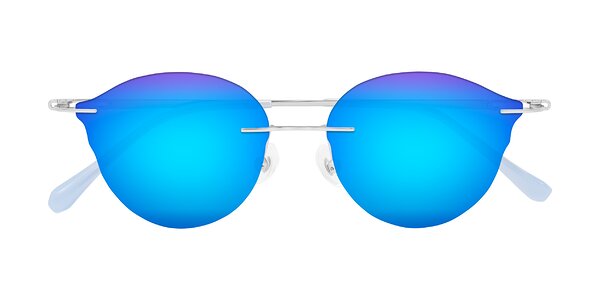 Front of Barlow in Silver/Blue/Purple
