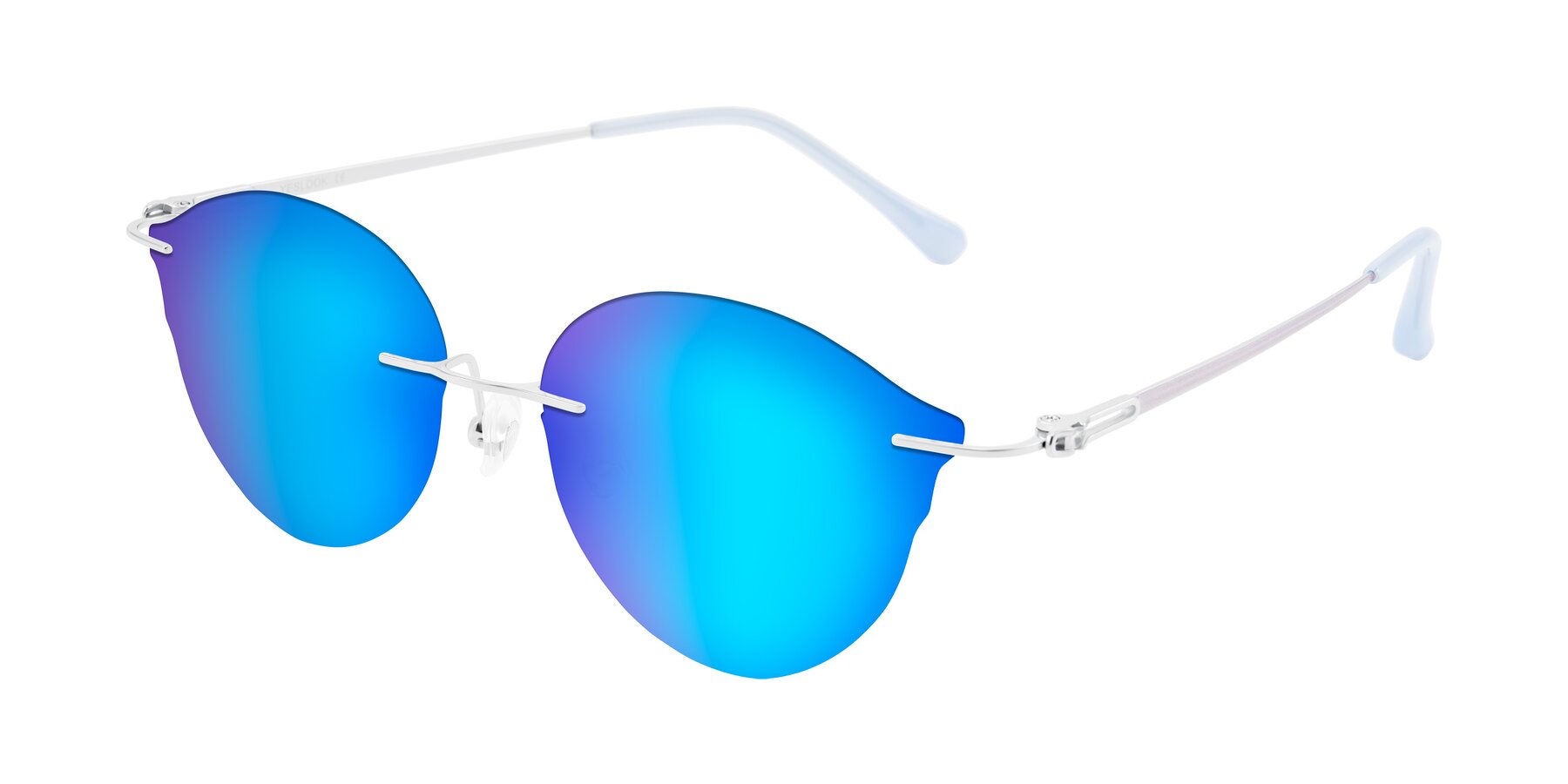 Angle of Barlow in Silver/Blue/Purple with Blue Mirrored Lenses