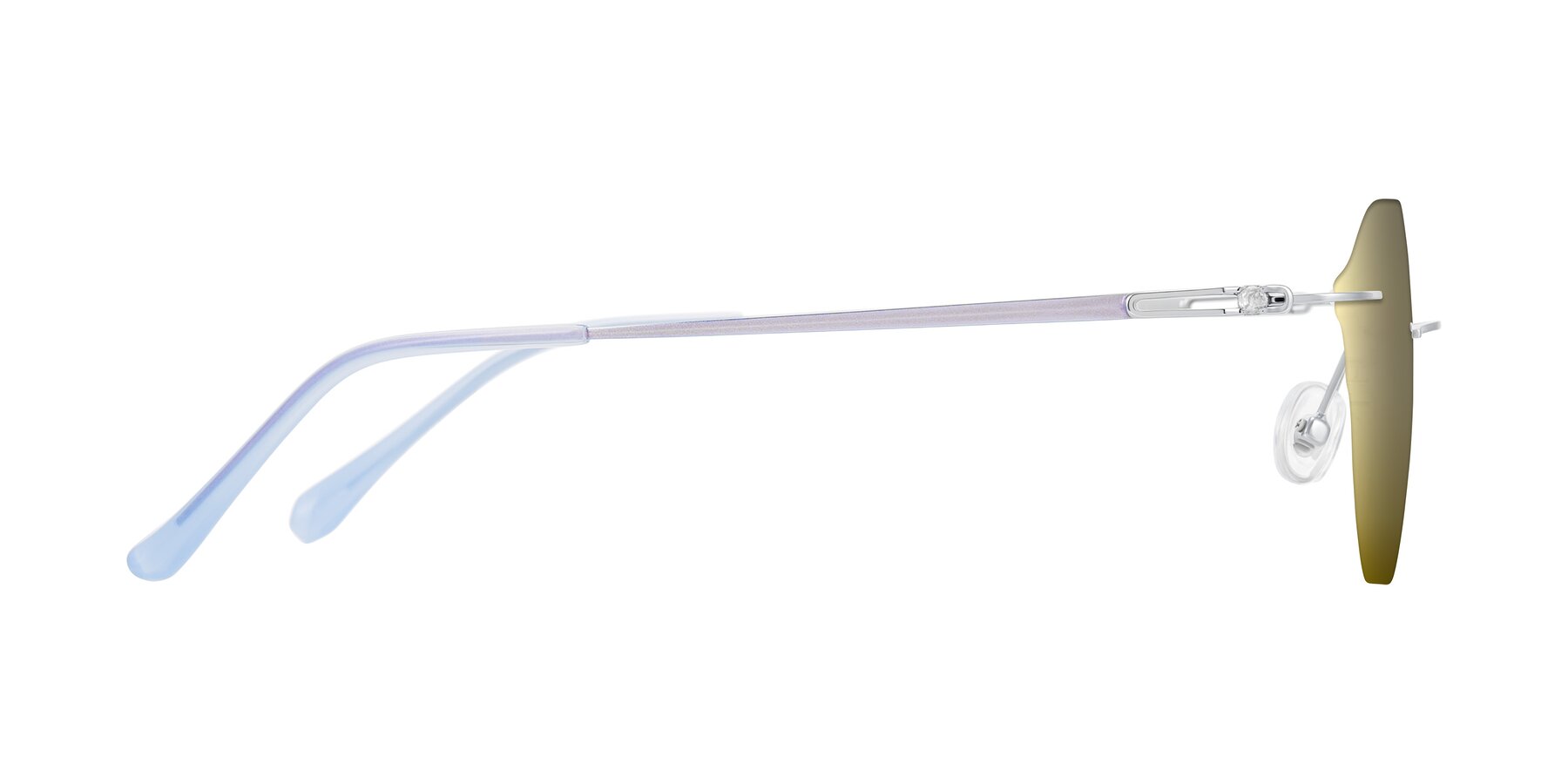 Side of Barlow in Silver/Blue/Purple with Gold Mirrored Lenses
