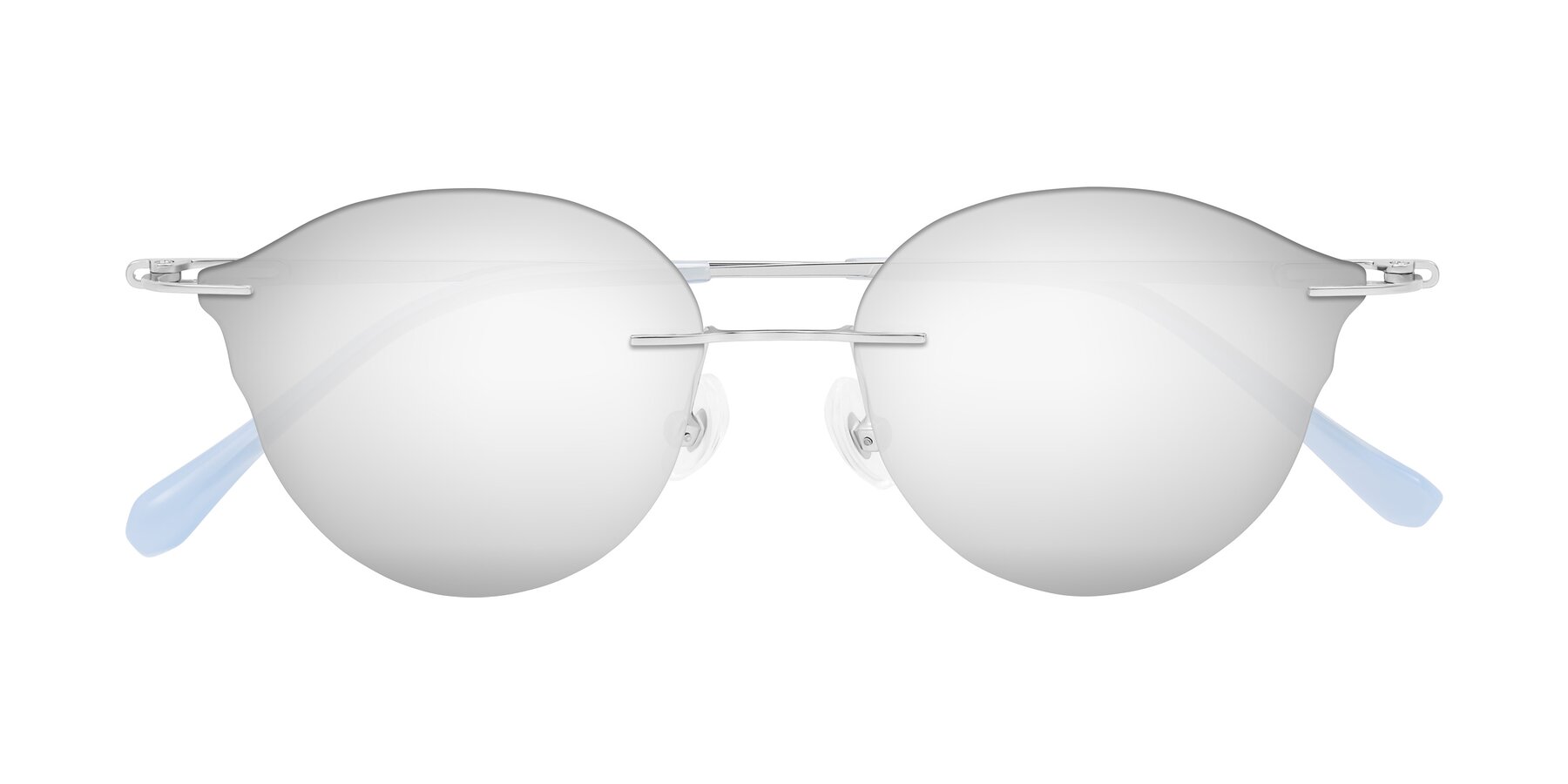 Folded Front of Barlow in Silver/Blue/Purple with Silver Mirrored Lenses
