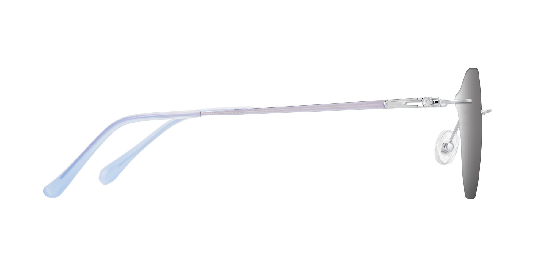 Side of Barlow in Silver/Blue/Purple with Silver Mirrored Lenses