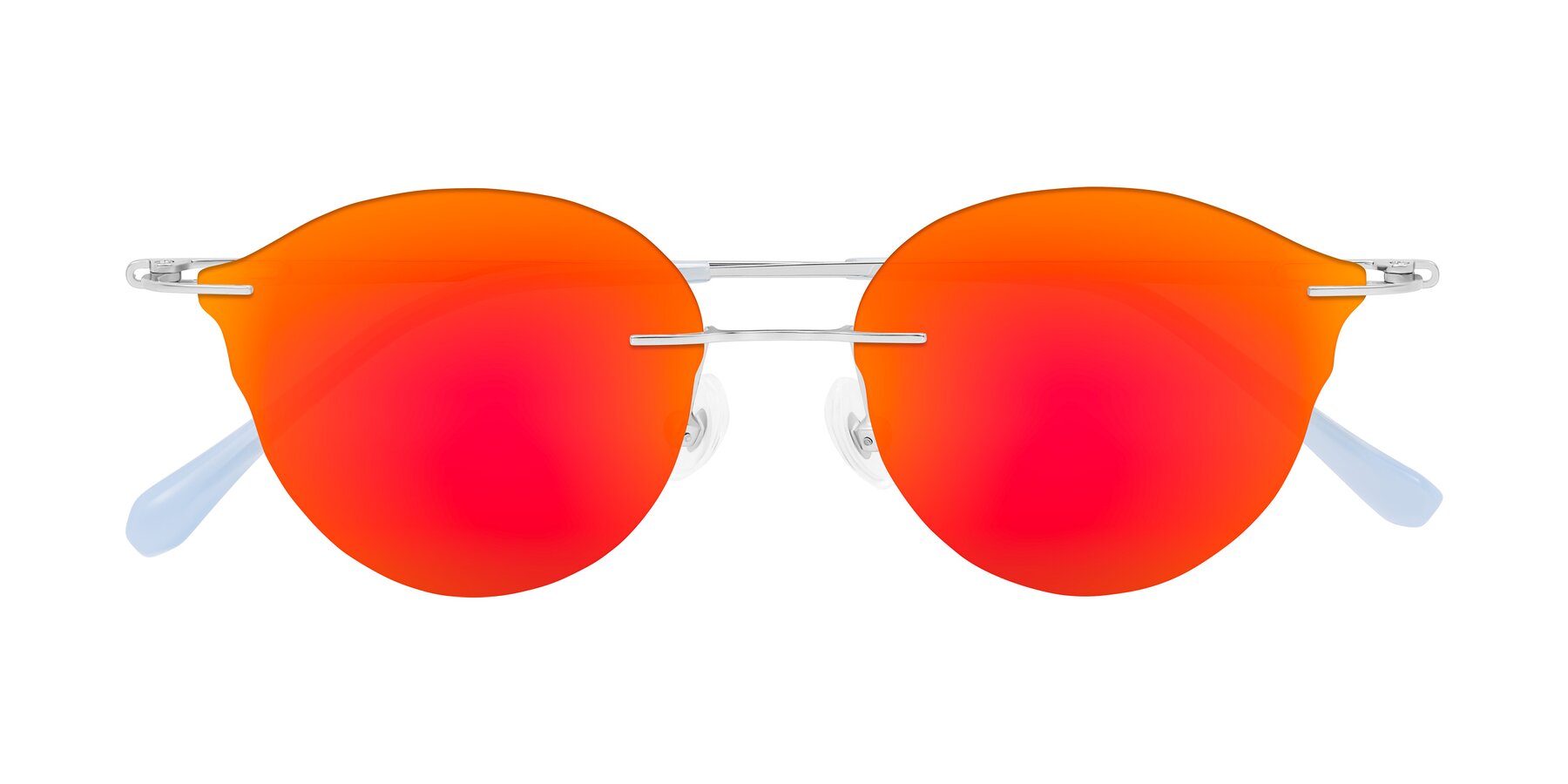 Folded Front of Barlow in Silver/Blue/Purple with Red Gold Mirrored Lenses