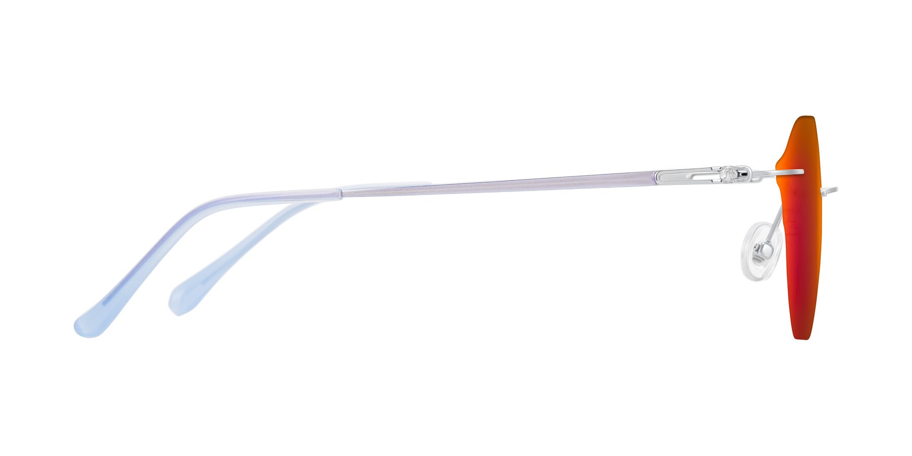 Side of Barlow in Silver/Blue/Purple with Red Gold Mirrored Lenses