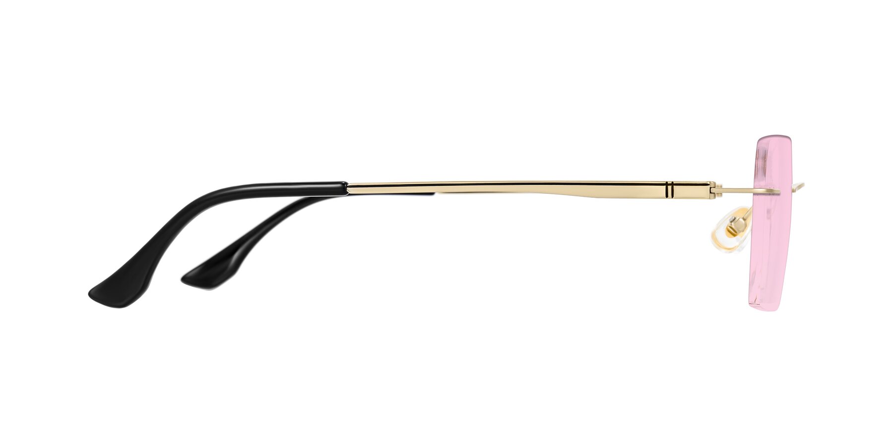 Side of Tranquil in Gold with Light Pink Tinted Lenses