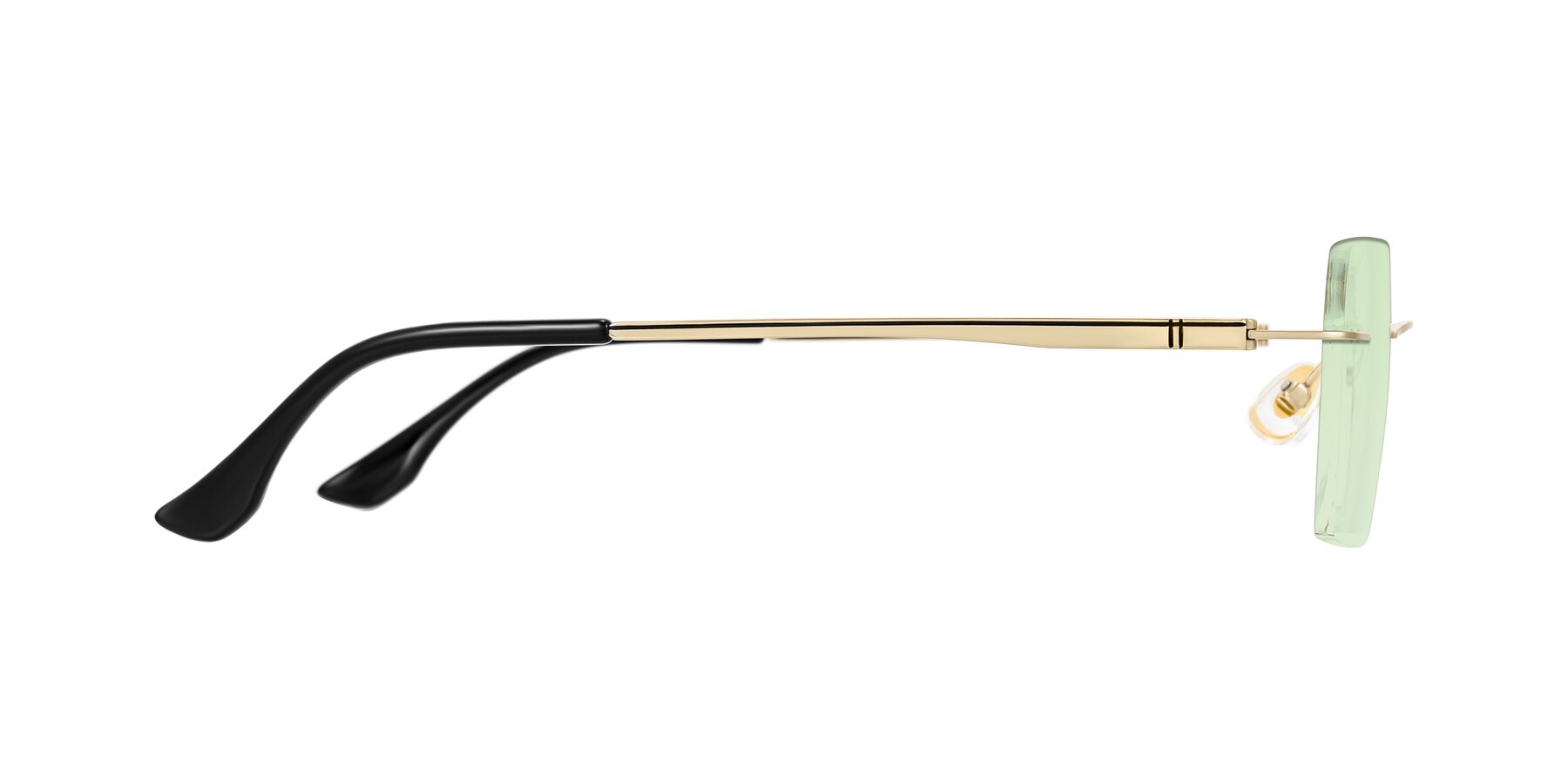 Side of Tranquil in Gold with Light Green Tinted Lenses