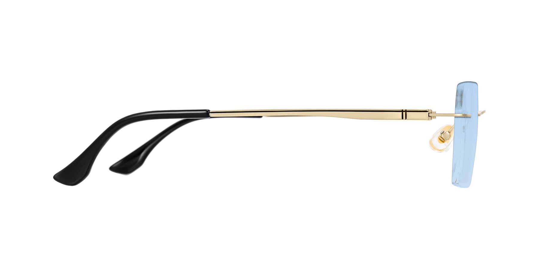 Side of Tranquil in Gold with Light Blue Tinted Lenses