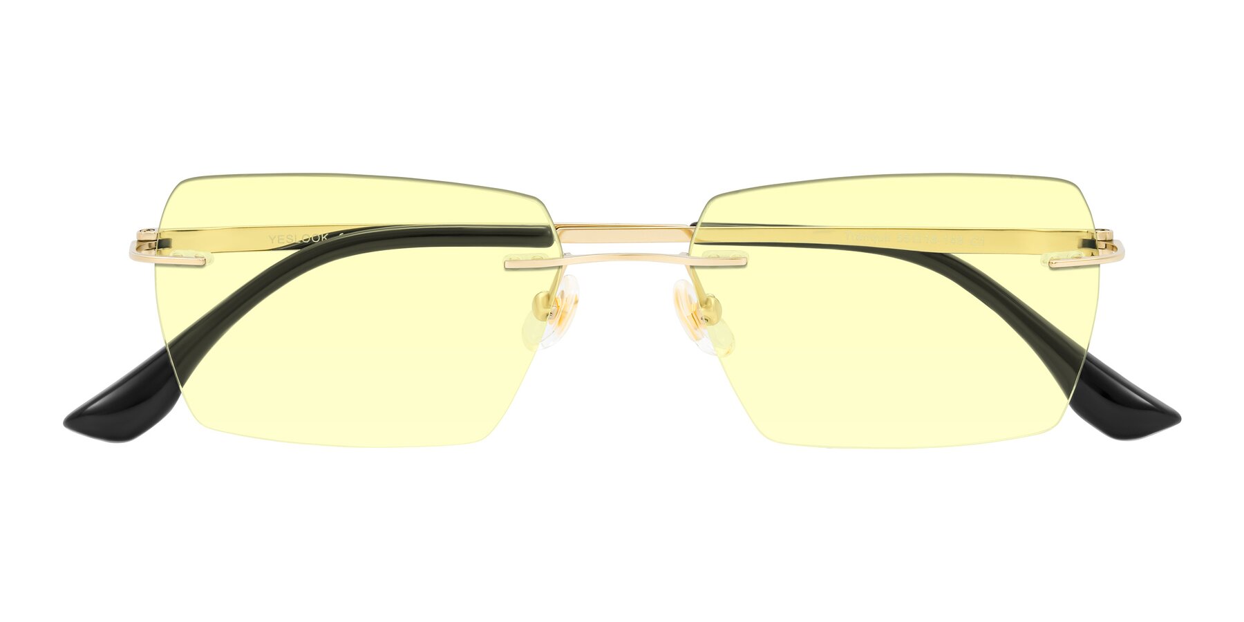 Folded Front of Tranquil in Gold with Light Yellow Tinted Lenses