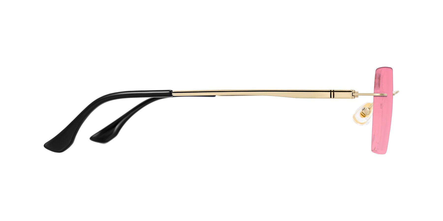 Side of Tranquil in Gold with Pink Tinted Lenses