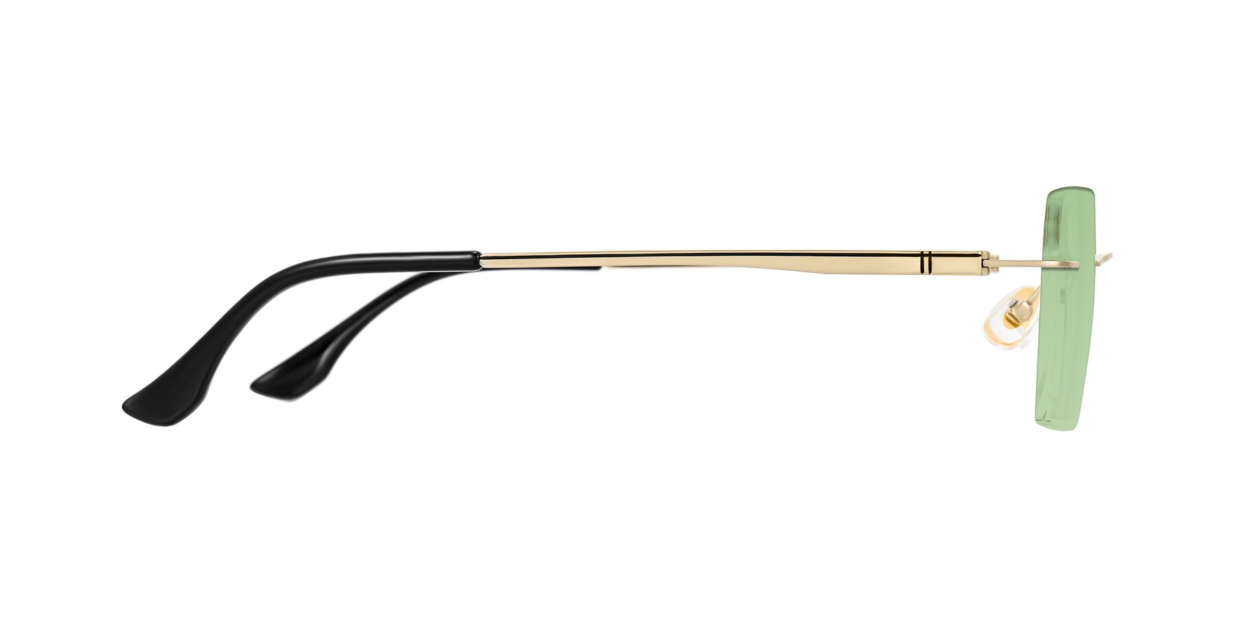 Side of Tranquil in Gold with Medium Green Tinted Lenses