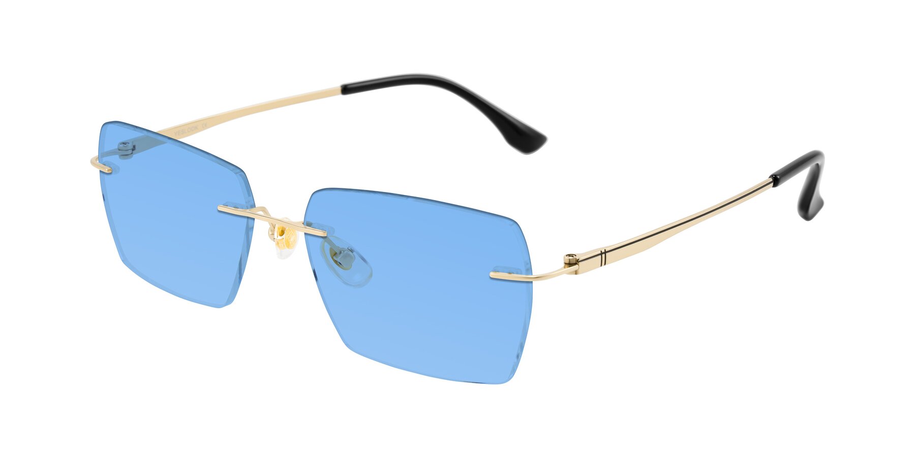 Angle of Tranquil in Gold with Medium Blue Tinted Lenses