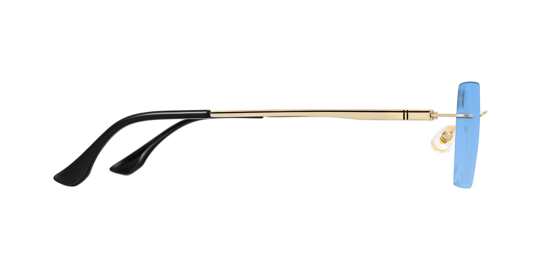 Side of Tranquil in Gold with Medium Blue Tinted Lenses