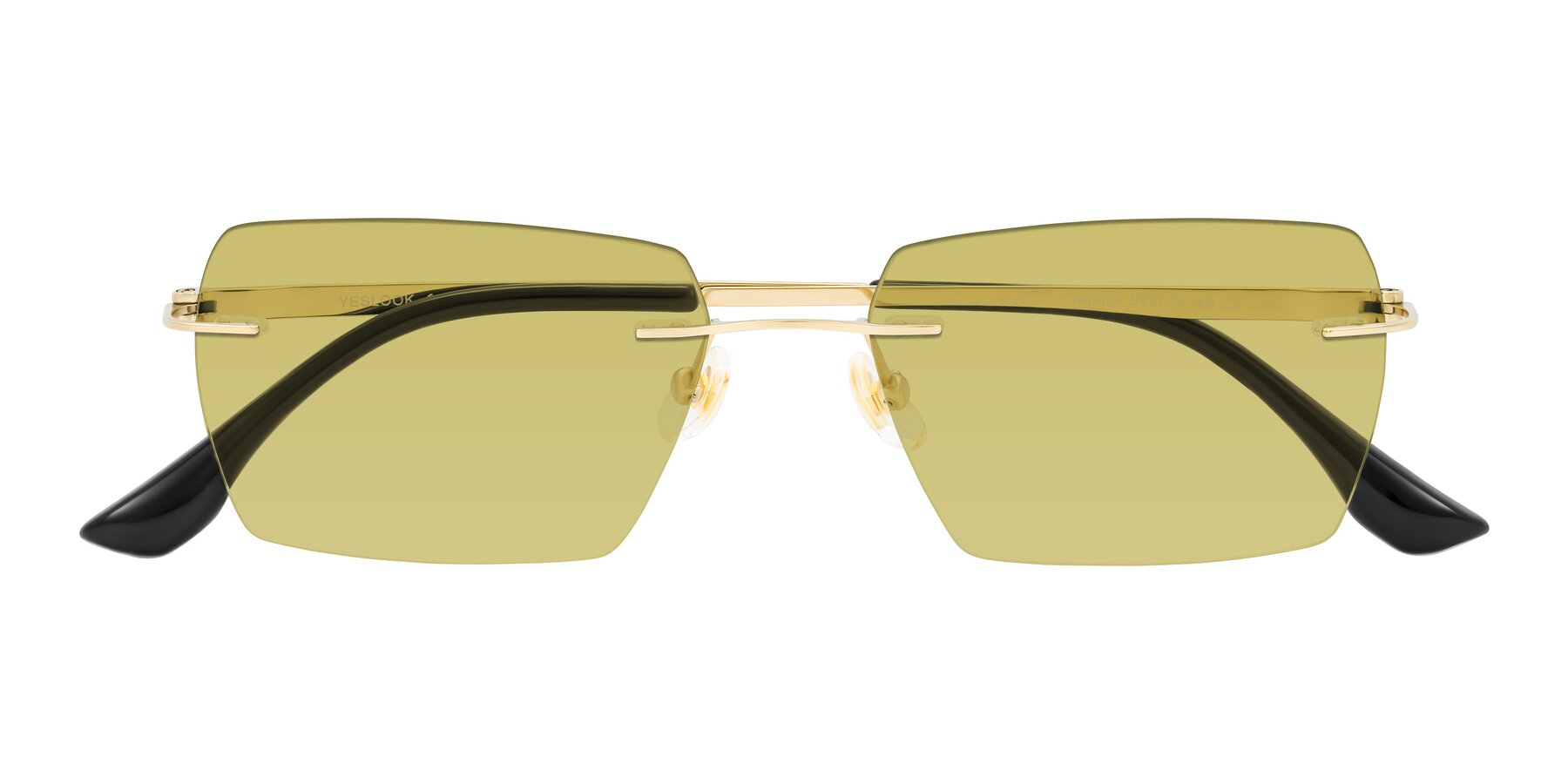 Folded Front of Tranquil in Gold with Medium Champagne Tinted Lenses