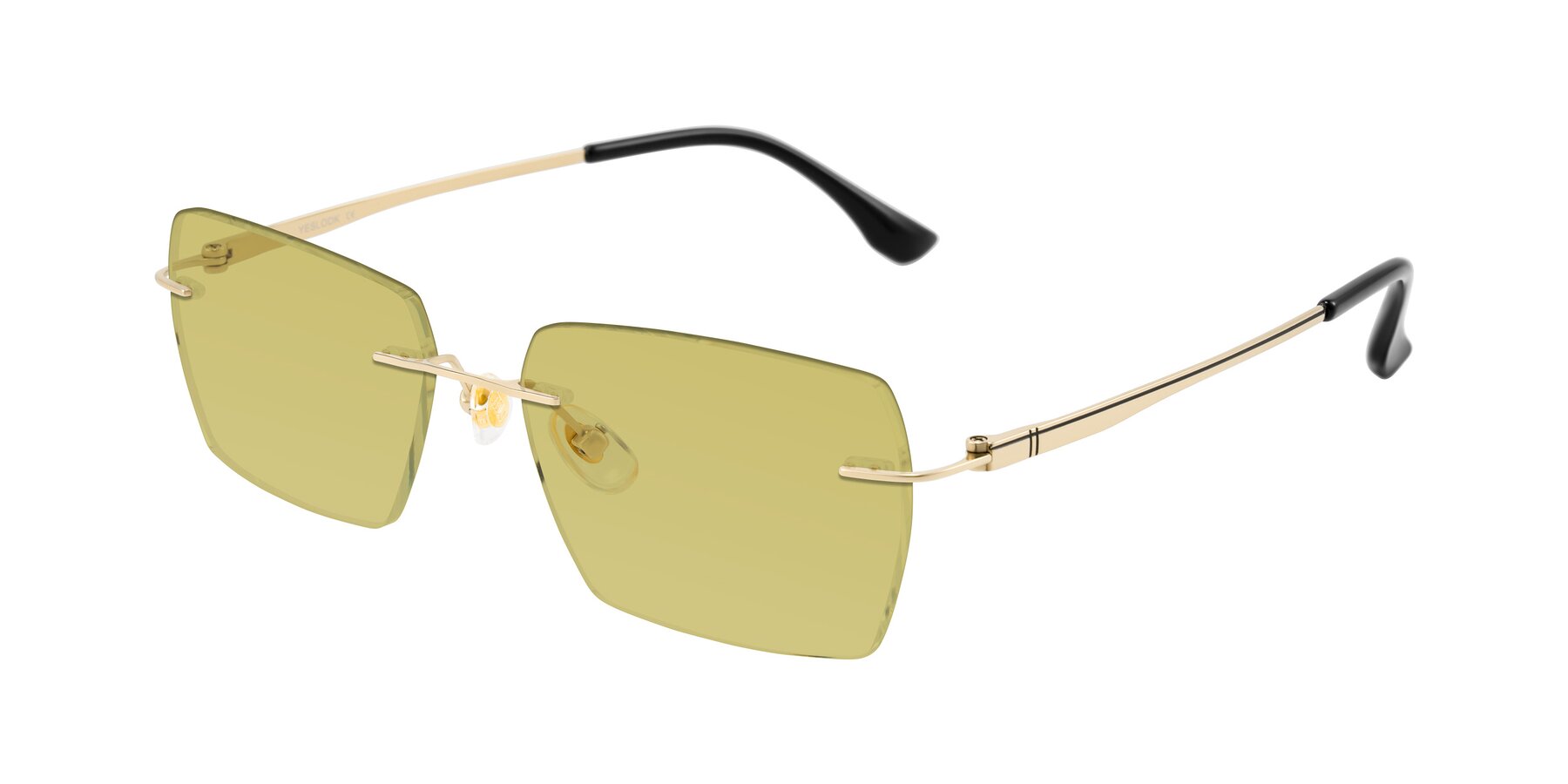 Angle of Tranquil in Gold with Medium Champagne Tinted Lenses