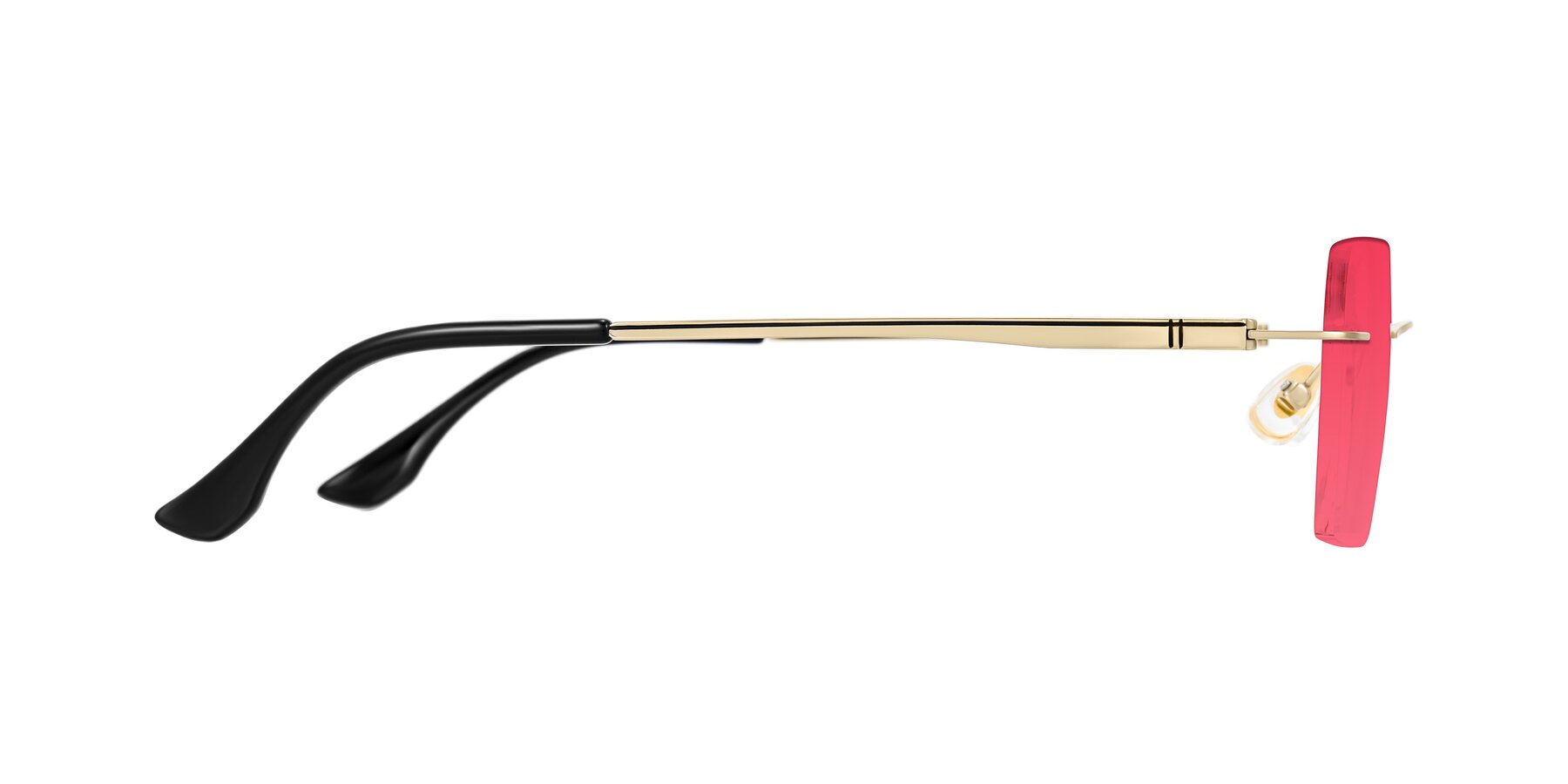 Side of Tranquil in Gold with Red Tinted Lenses