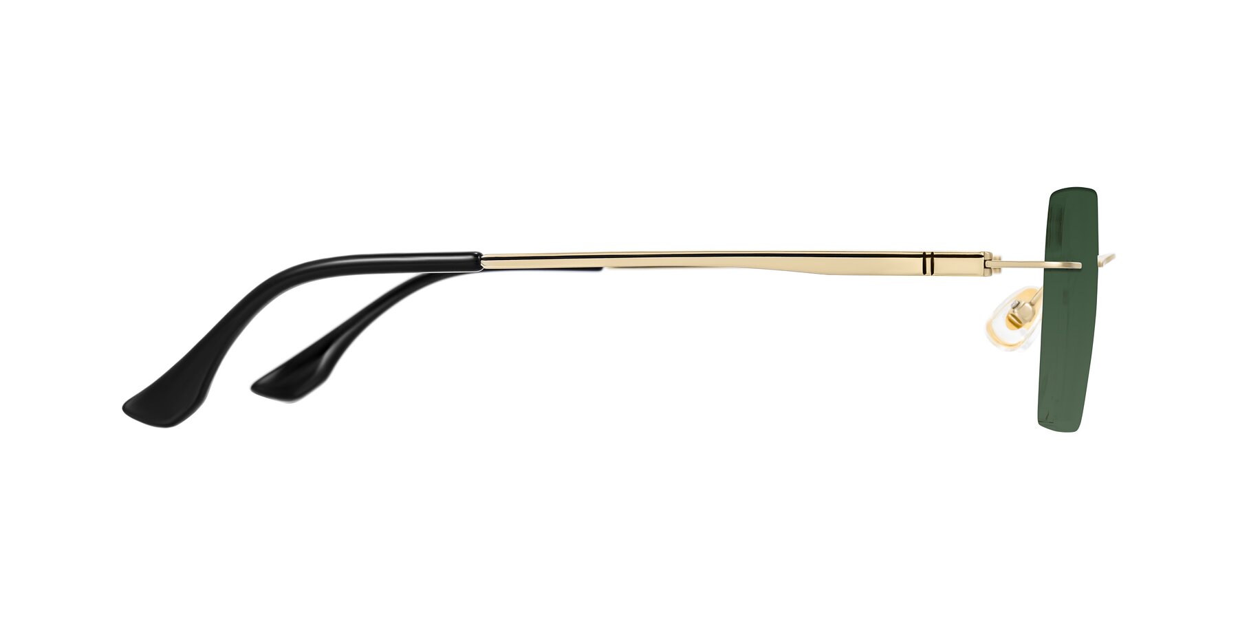 Side of Tranquil in Gold with Green Tinted Lenses