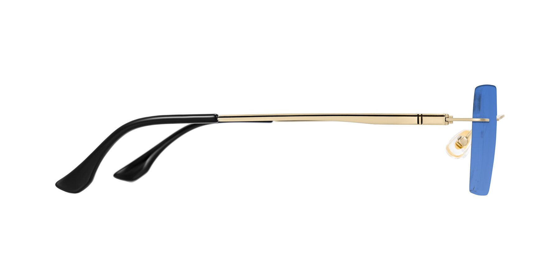 Side of Tranquil in Gold with Blue Tinted Lenses