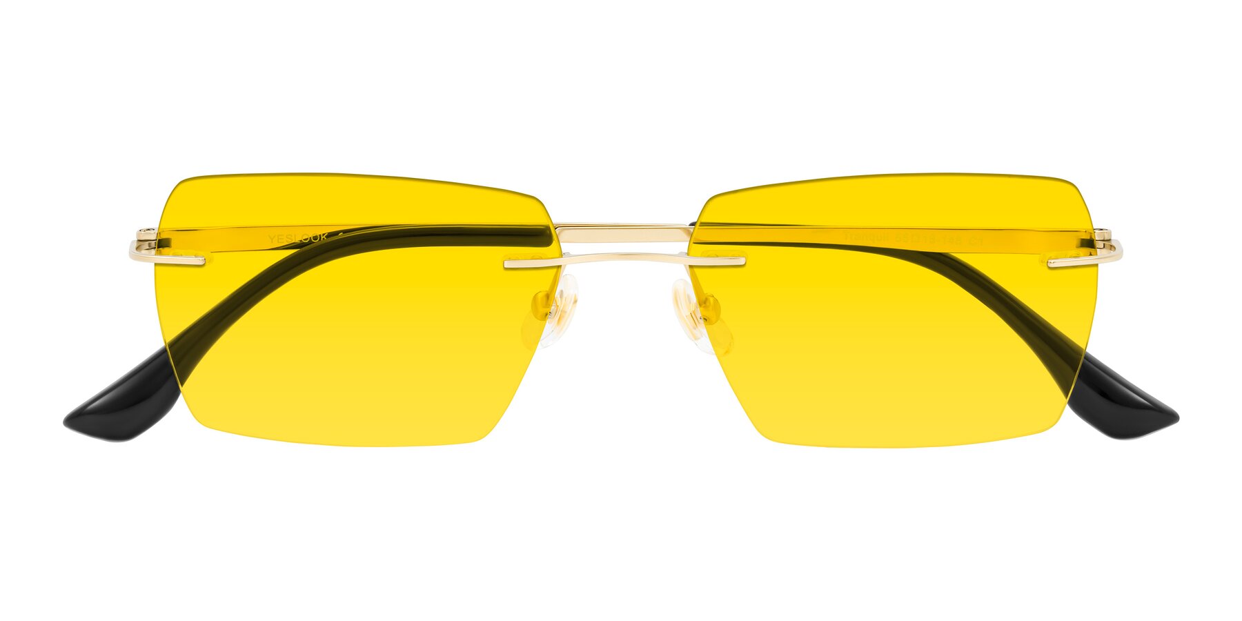 Folded Front of Tranquil in Gold with Yellow Tinted Lenses