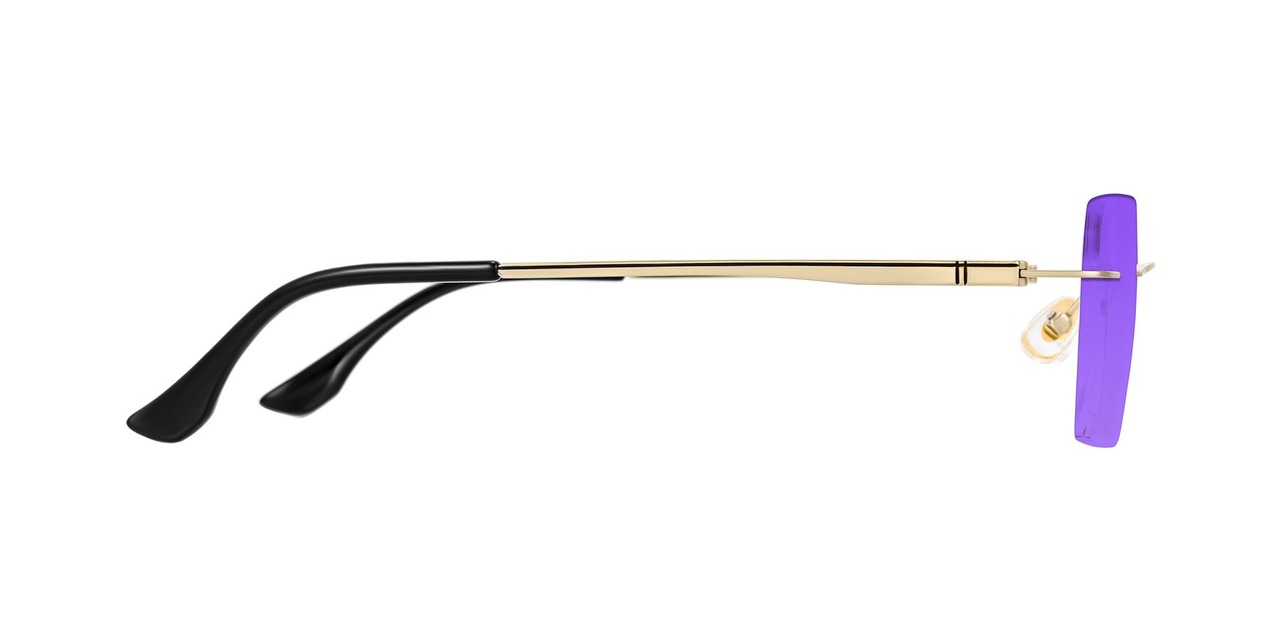 Side of Tranquil in Gold with Purple Tinted Lenses