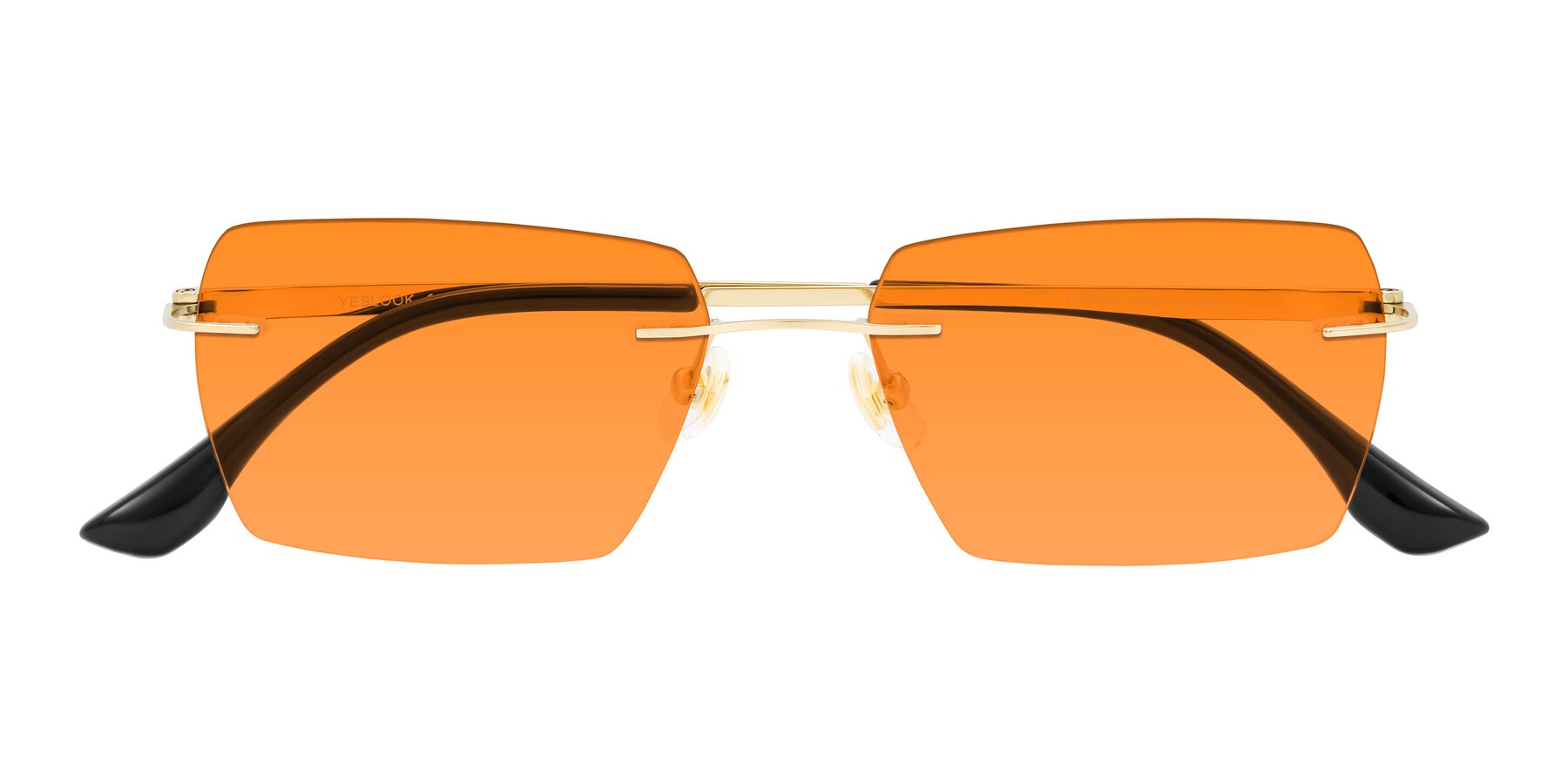 Folded Front of Tranquil in Gold with Orange Tinted Lenses