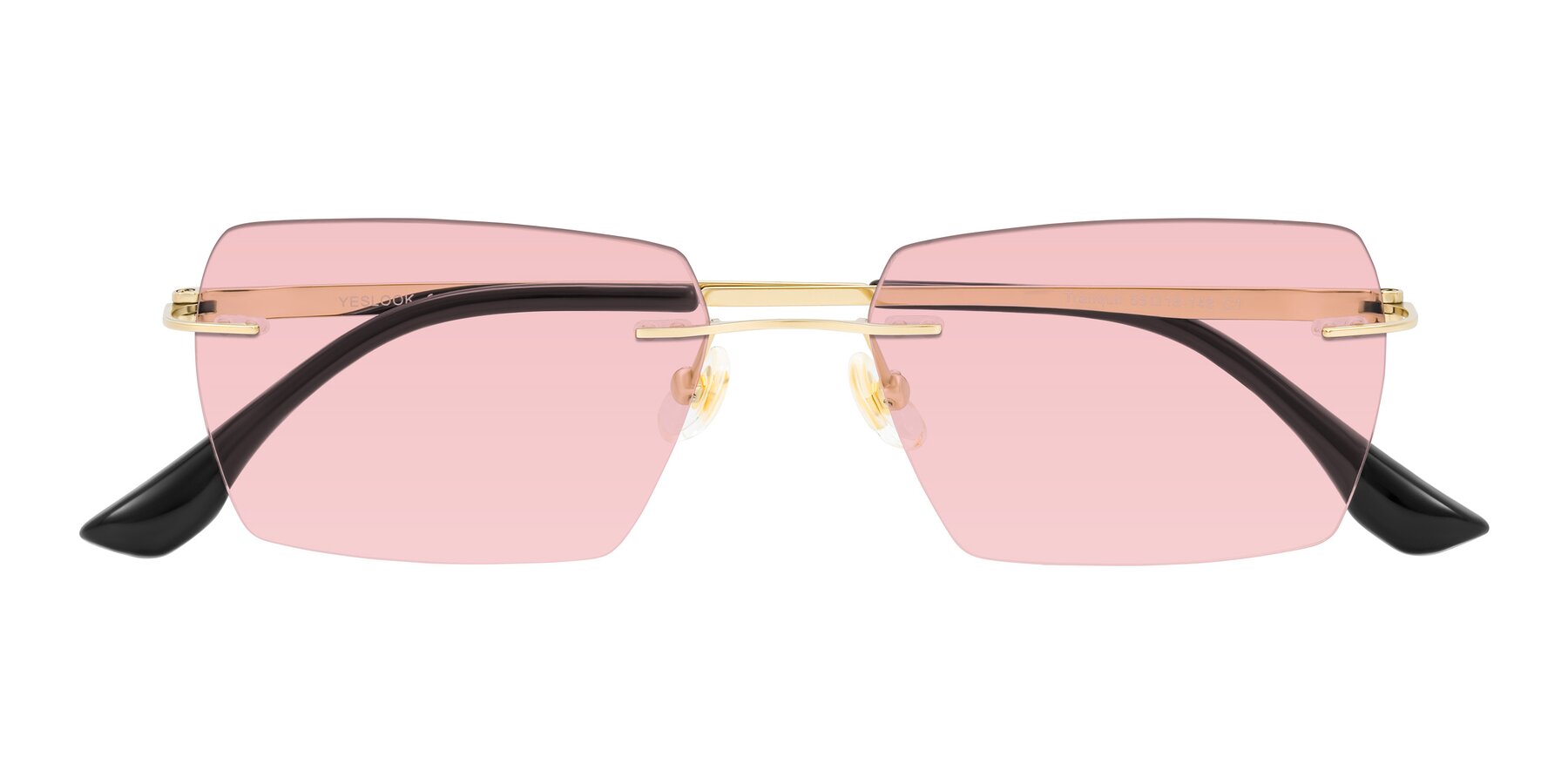 Folded Front of Tranquil in Gold with Light Garnet Tinted Lenses