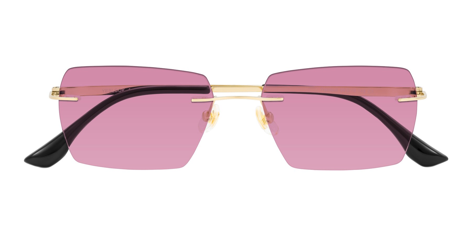Folded Front of Tranquil in Gold with Medium Wine Tinted Lenses