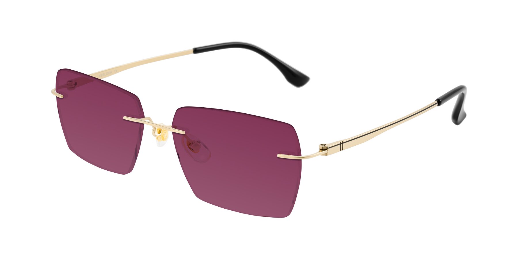 Angle of Tranquil in Gold with Wine Tinted Lenses