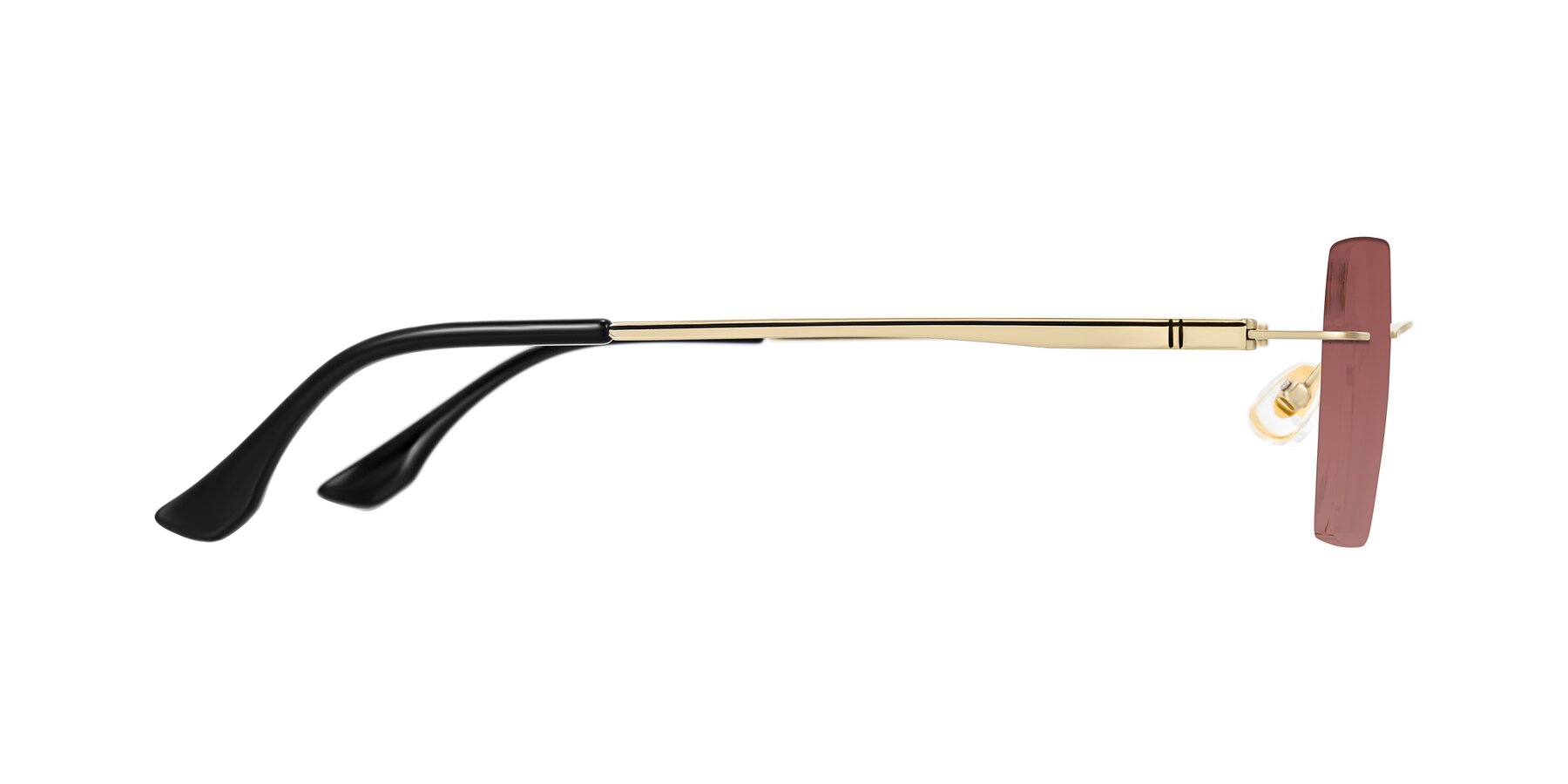 Side of Tranquil in Gold with Garnet Tinted Lenses