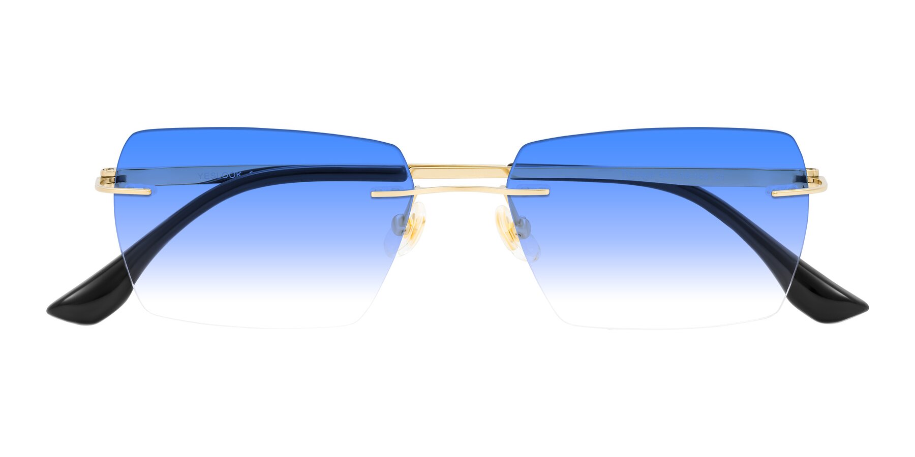 Folded Front of Tranquil in Gold with Blue Gradient Lenses
