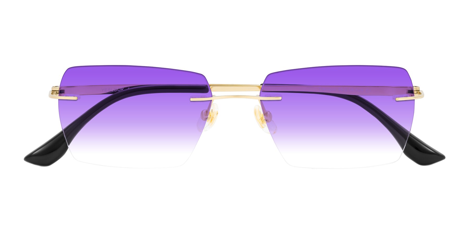 Folded Front of Tranquil in Gold with Purple Gradient Lenses