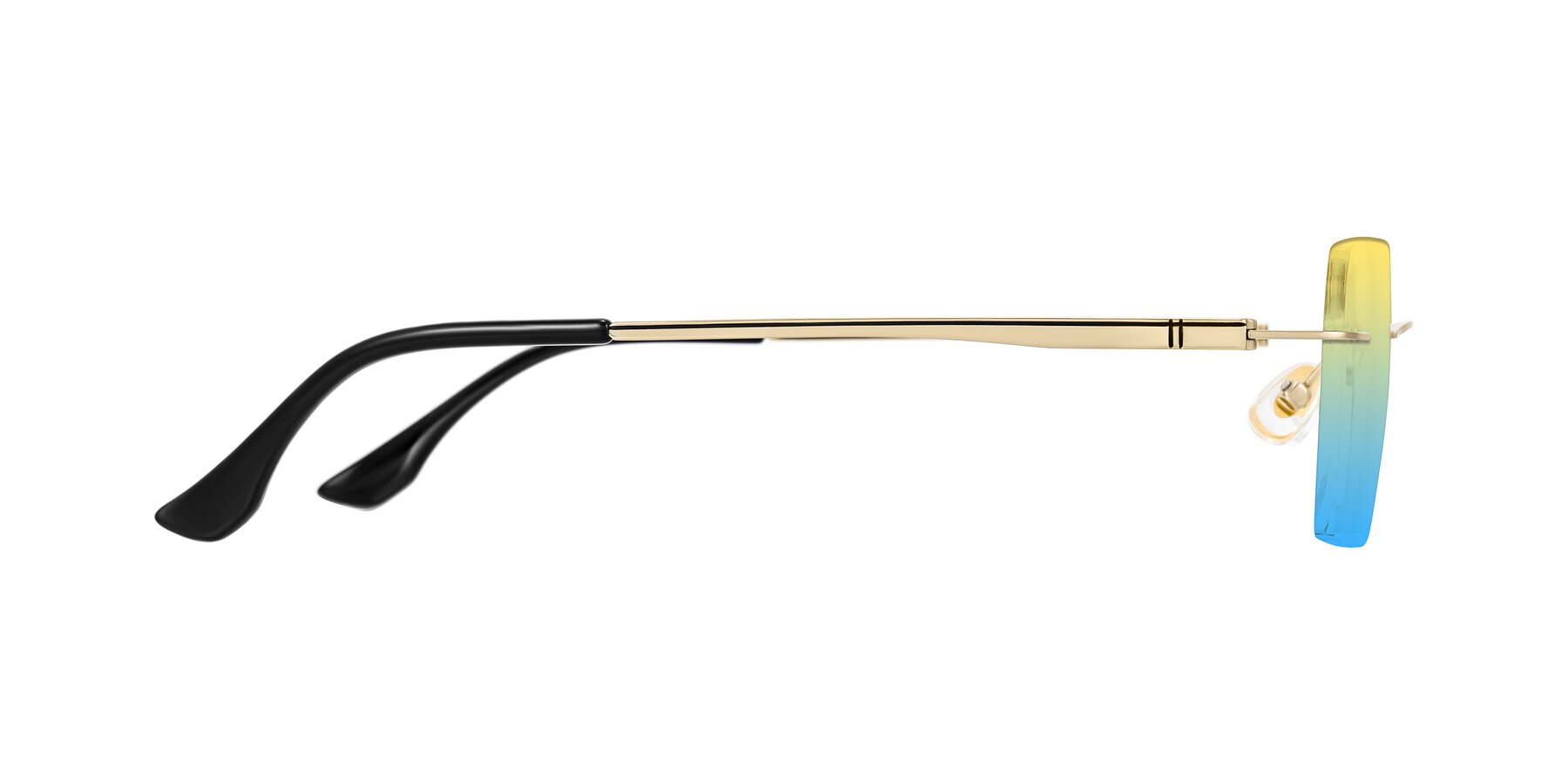 Side of Tranquil in Gold with Yellow / Blue Gradient Lenses