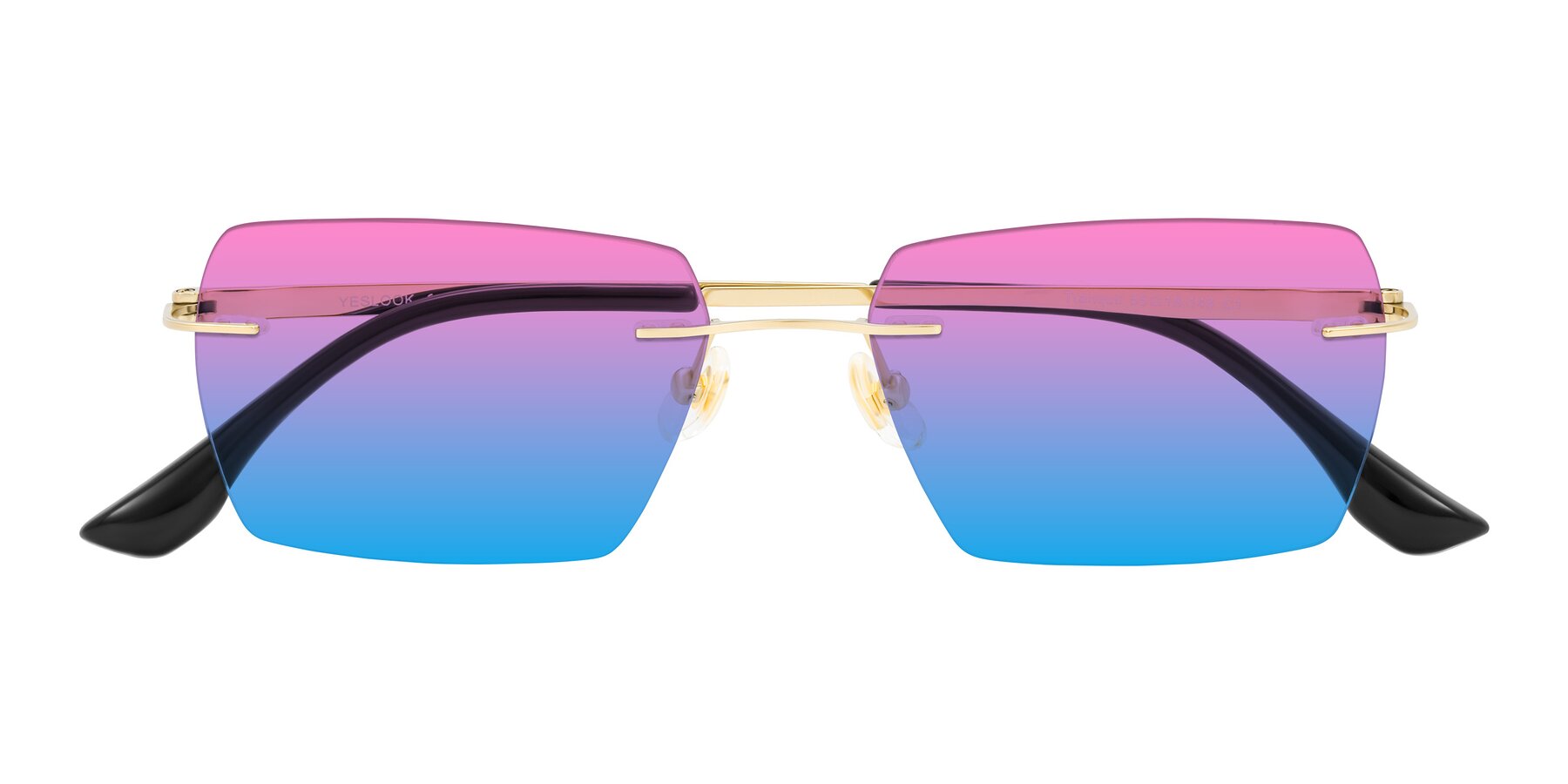 Folded Front of Tranquil in Gold with Pink / Blue Gradient Lenses